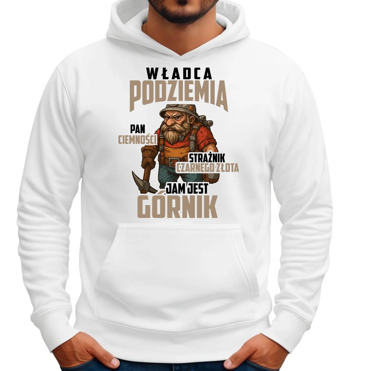 Bluza męska z kapturem - prezent dla górnika - Władca podziemia Górnik G20 - StoryCups.pl
