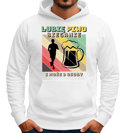 Bluza męska z kapturem dla biegacza - Lubię piwo bieganie HB01