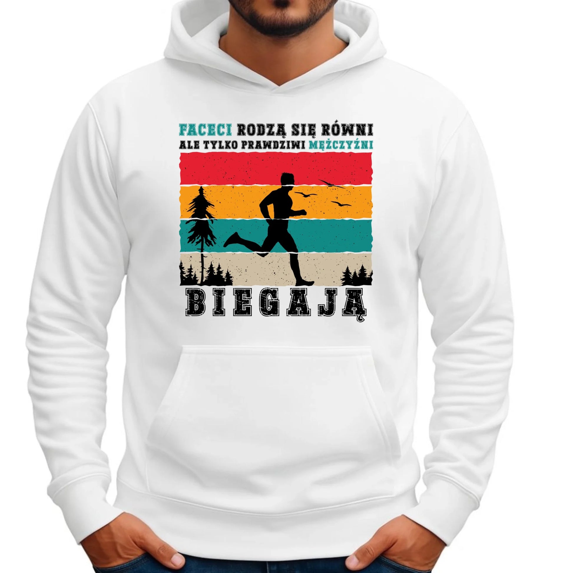 Bluza męska z kapturem dla biegacza - Prawdziwi mężczyźni biegają HB02 - StoryCups.pl