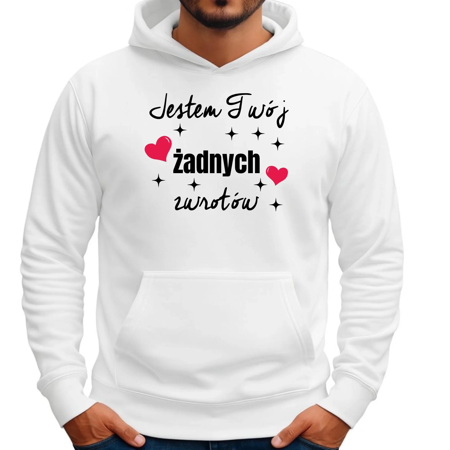 Bluza męska z kapturem dla par - Jestem Twój żadnych zwrotów W29 - StoryCups.pl