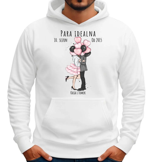 Bluza męska z kapturem dla par - prezent na rocznicę - Para idealna - personalizowana W11 - StoryCups.pl
