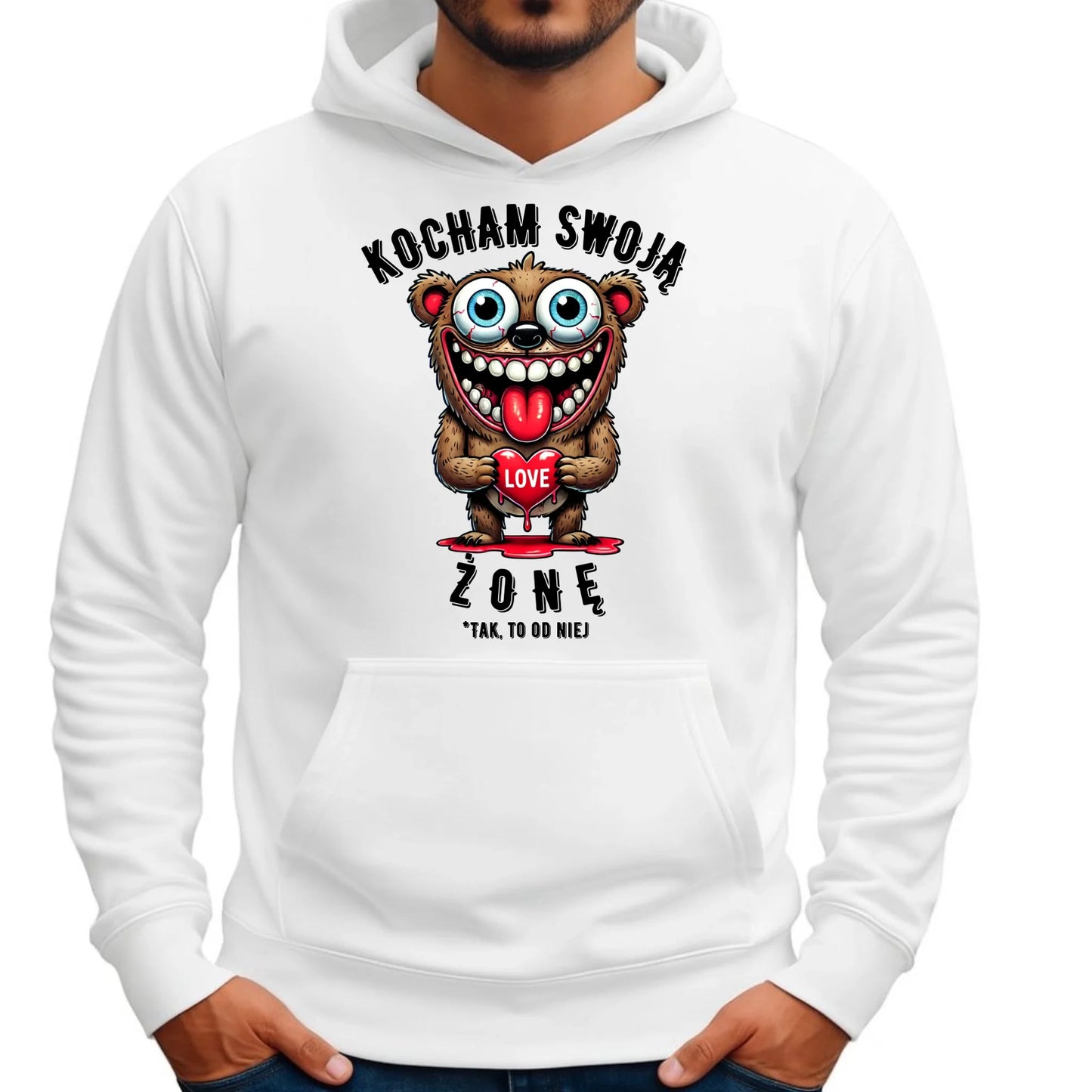 Bluza męska z kapturem - prezent dla męża - Kocham swoją żonę W23 - StoryCups.pl