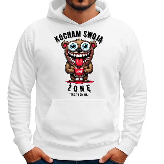 Bluza męska z kapturem - prezent dla męża - Kocham swoją żonę W23 - StoryCups.pl