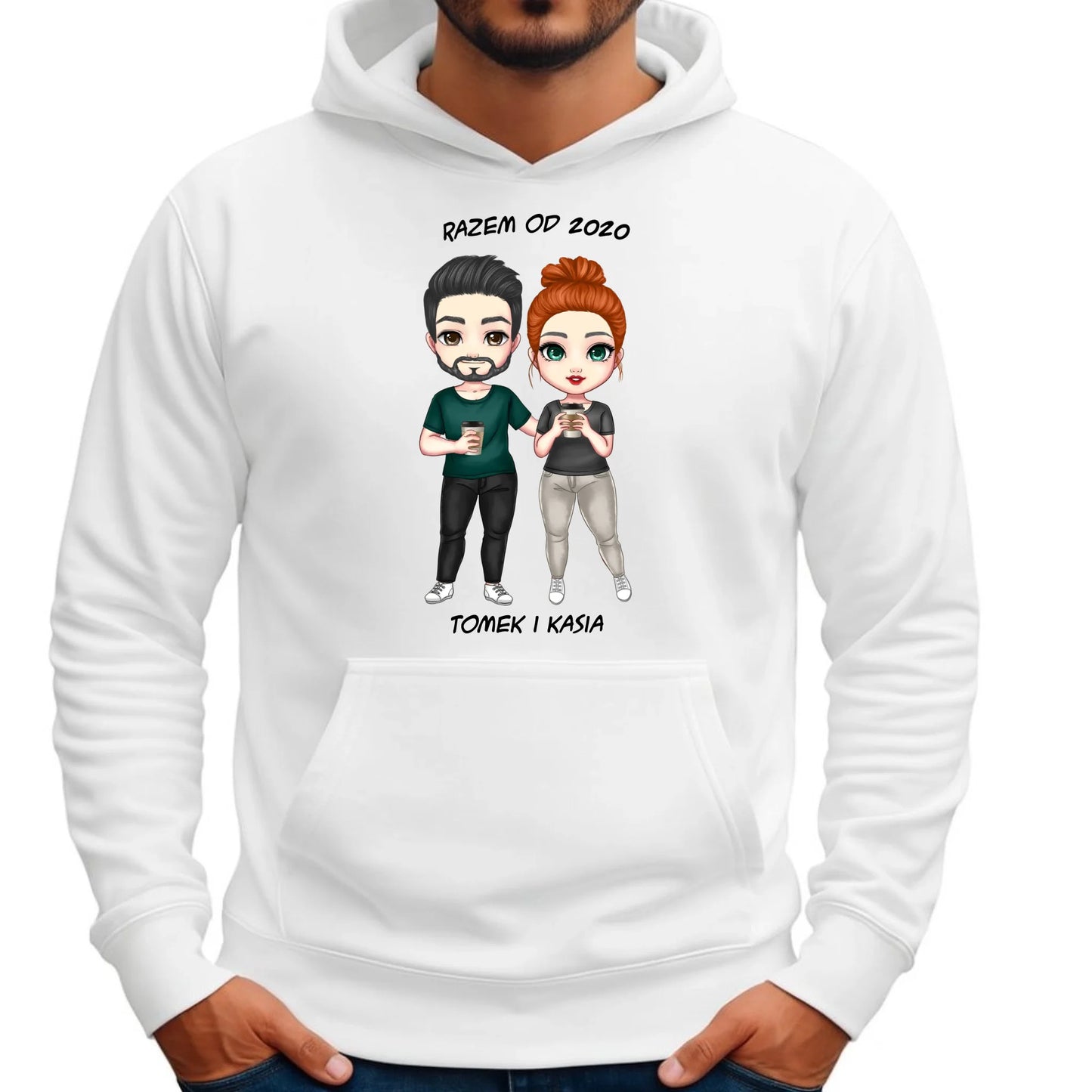 Bluza męska z kapturem dla par - prezent dla chłopaka narzeczonego męża - personalizowana W01 - StoryCups.pl