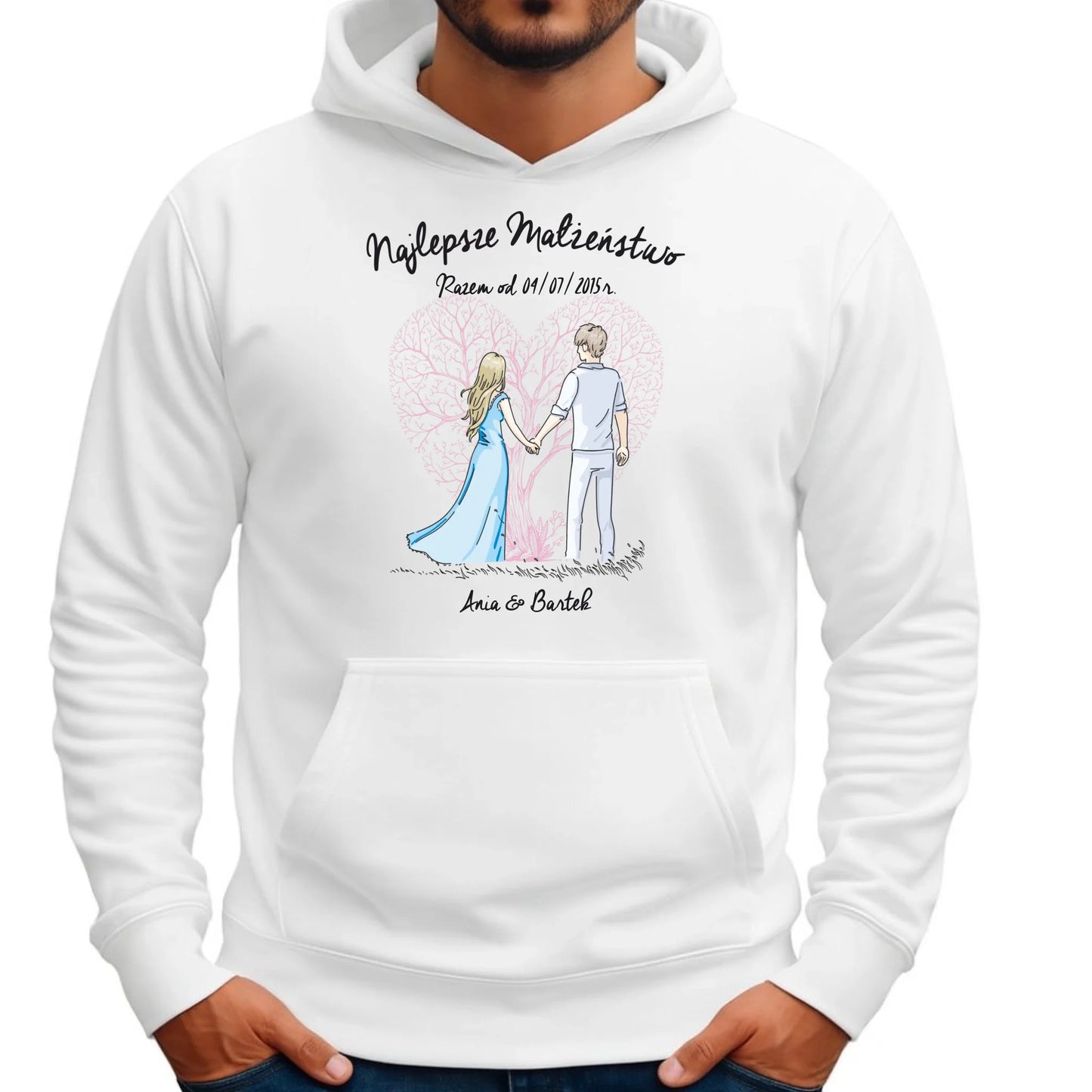 Bluza męska z kapturem - prezent dla męża Rocznica Ślubu - Najlepsze małżeństwo - personalizowana W03 - StoryCups.pl