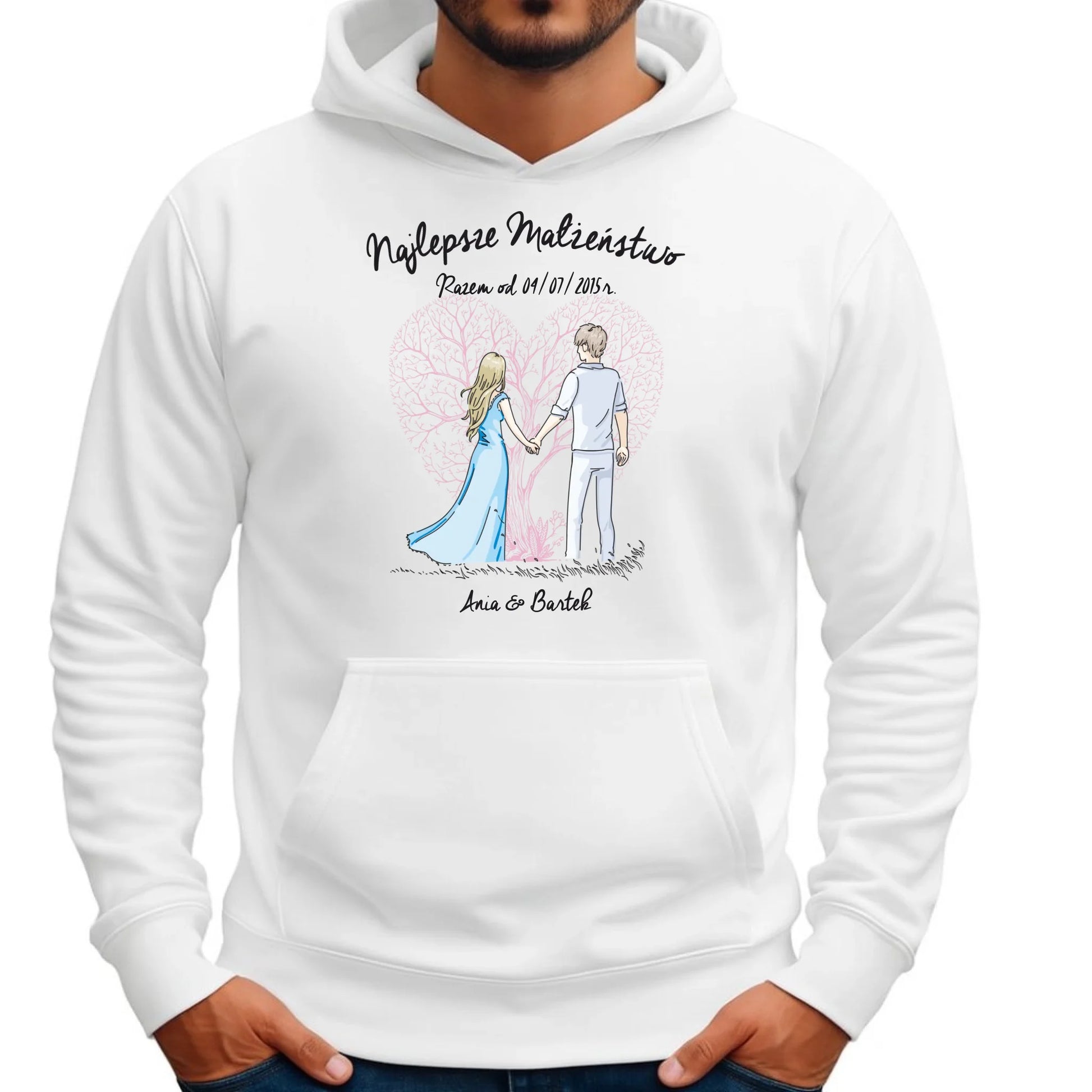 Bluza męska z kapturem - prezent dla męża Rocznica Ślubu - Najlepsze małżeństwo - personalizowana W03 - StoryCups.pl