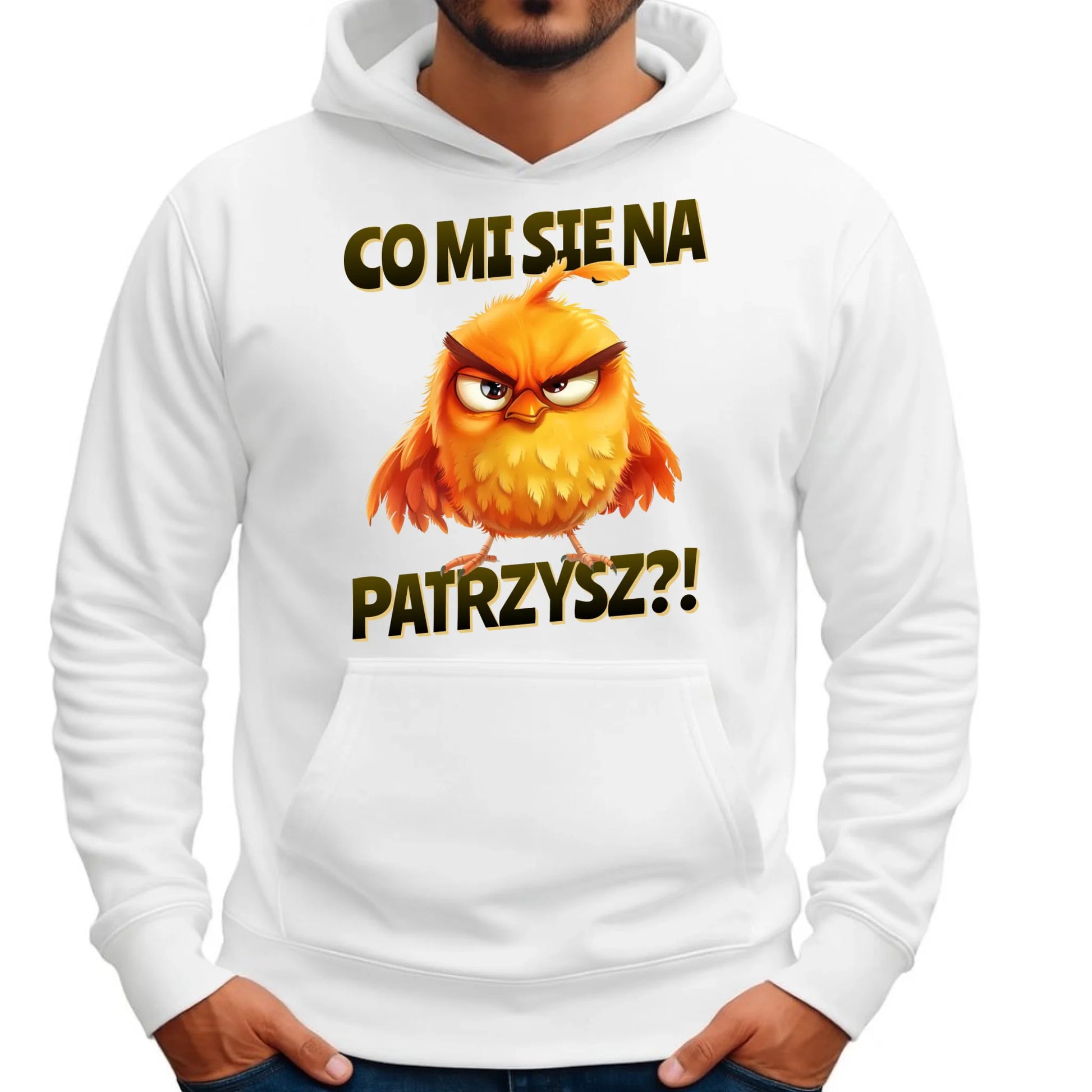 Bluza męska z kapturem - Prezent dla chłopaka kolegi - Co mi się na ptaka patrzysz DCH24 - StoryCups.pl