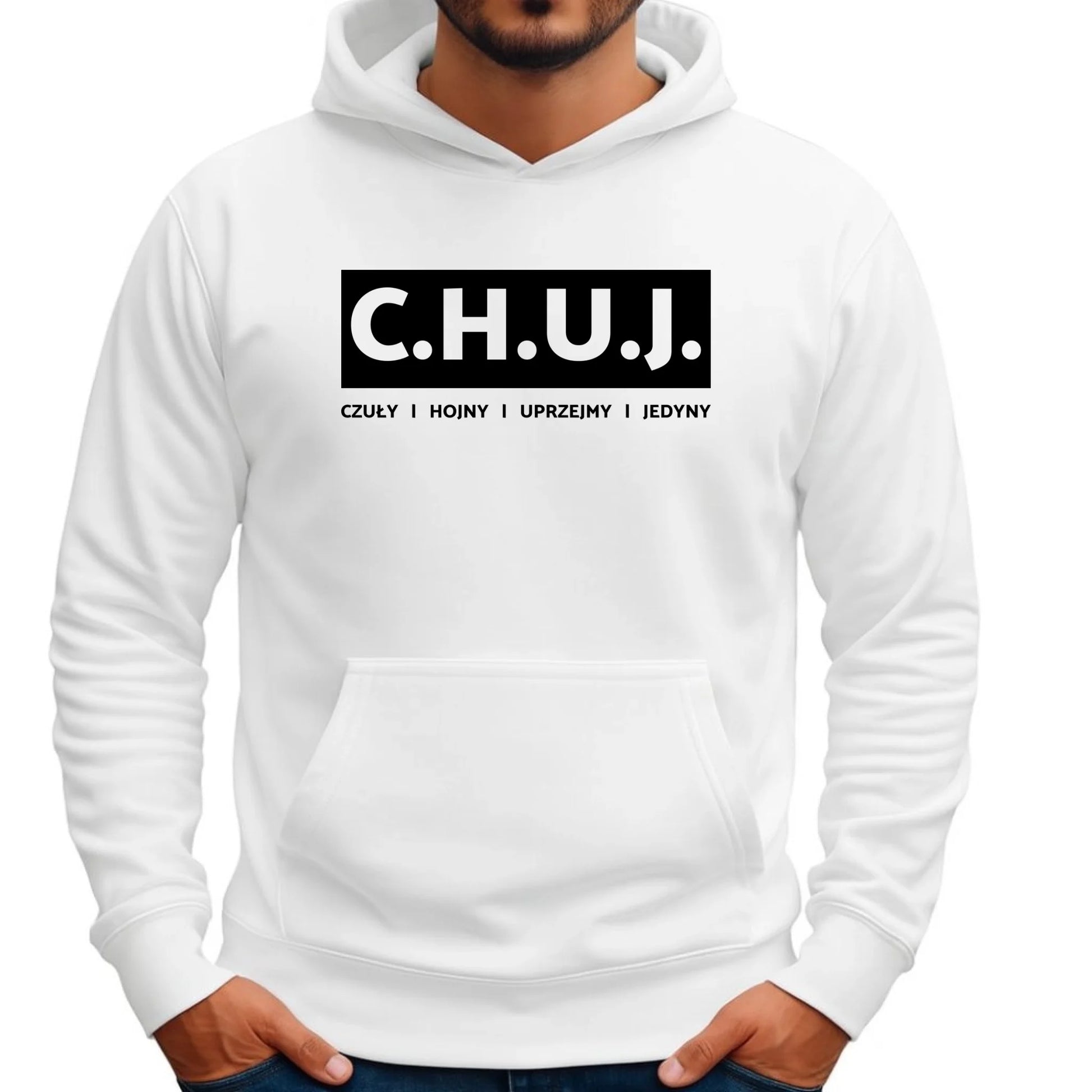 Bluza męska z kapturem - prezent dla kolegi na Dzień Chłopaka przyjaciela - C.H.U.J. - bez cenzury DCH12 - StoryCups.pl