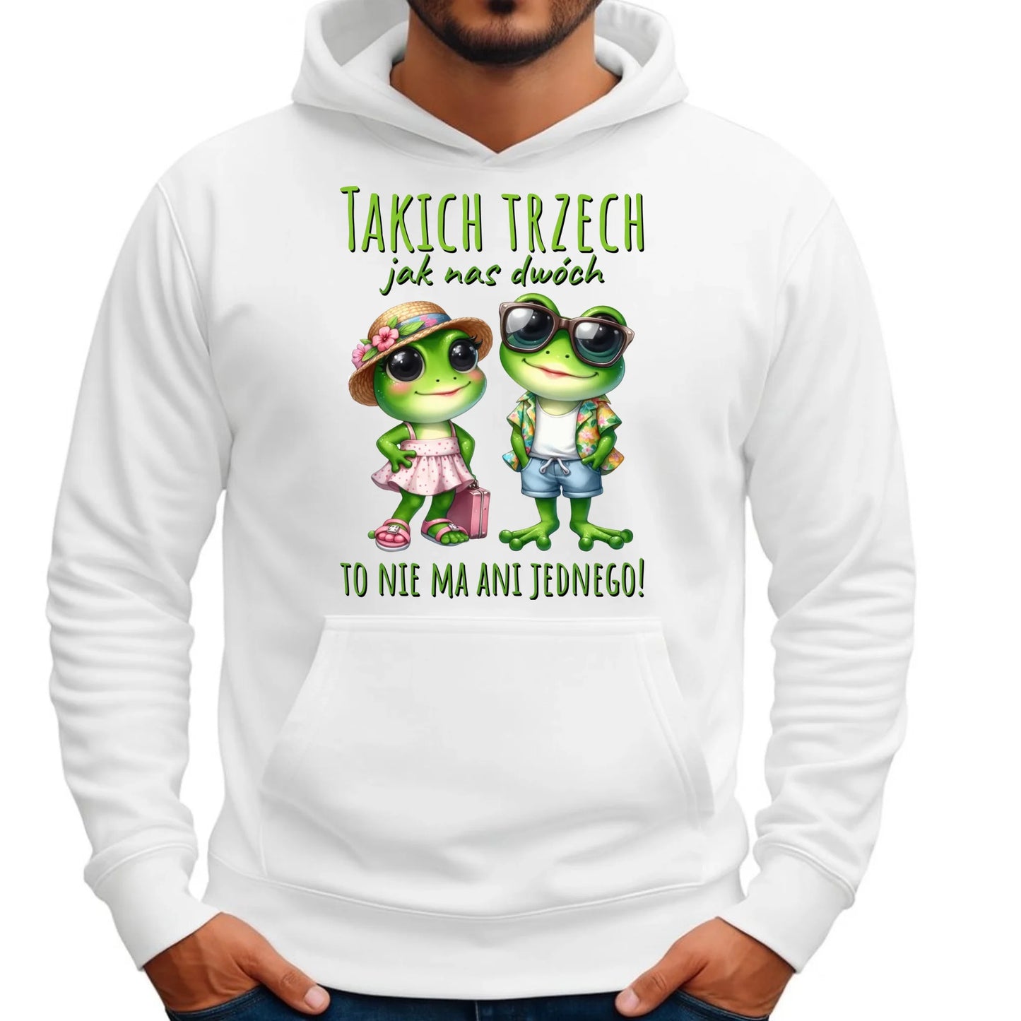 Bluza męska z kapturem dla par - Żabki - prezent dla chłopaka DCH11 - StoryCups.pl