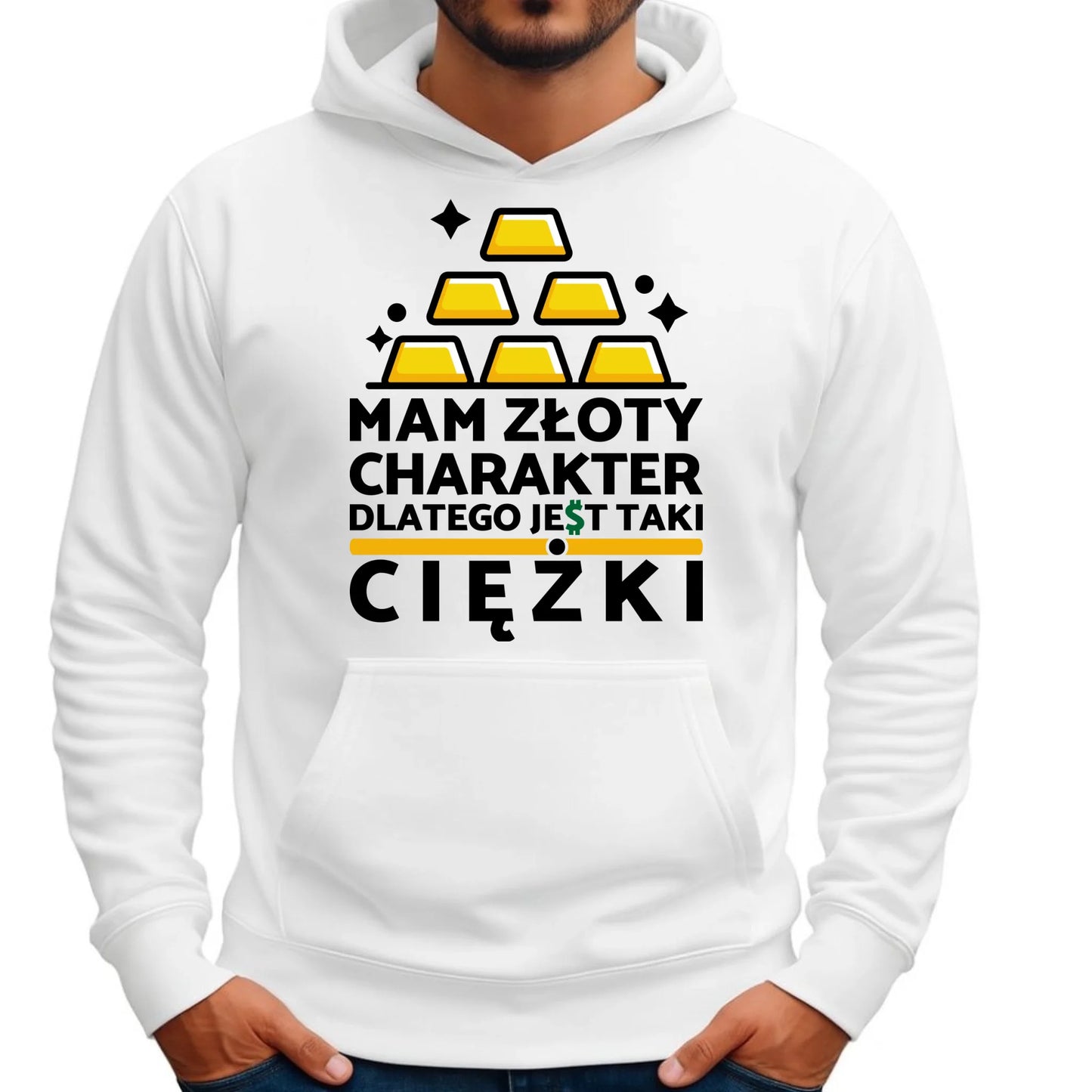 Bluza męska z kapturem - prezent dla chłopaka - Złoty charakter DCH16 - StoryCups.pl