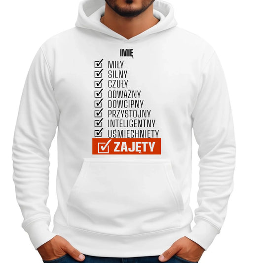 Bluza męska z kapturem - Zajęty prezent dla chłopaka męża narzeczonego - personalizowana DCH05 - StoryCups.pl