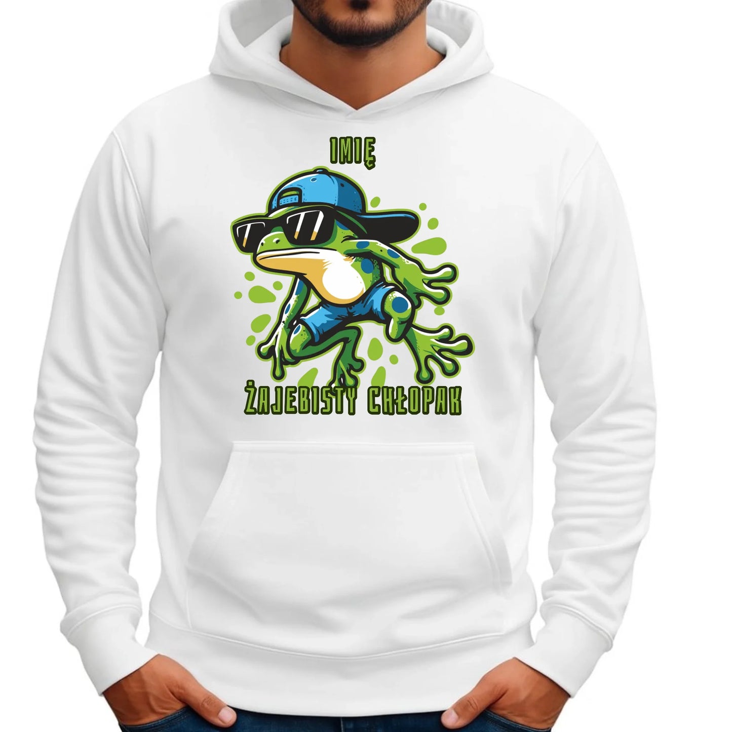 Bluza męska z kapturem - Żajebisty Chłopak prezent na Dzień Chłopaka - personalizowana DCH02 - StoryCups.pl