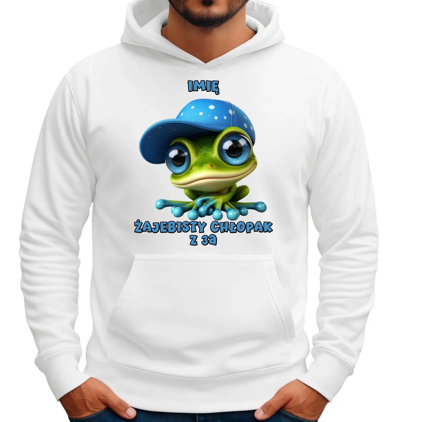 Bluza męska z kapturem na Dzień Chłopaka - Żajebisty Chłopak dla kolegów z klasy - personalizowana DCH01 - StoryCups.pl