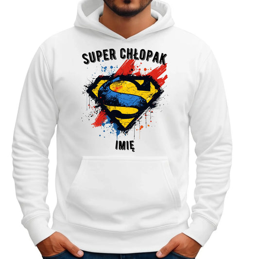 Bluza męska z kapturem - prezent na Dzień Chłopaka - Super Chłopak - personalizowana DCH18 - StoryCups.pl