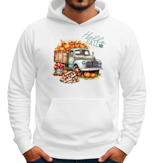 Bluza męska z kapturem jesienna – Hello Fall ciężarówka z dyniami JS08