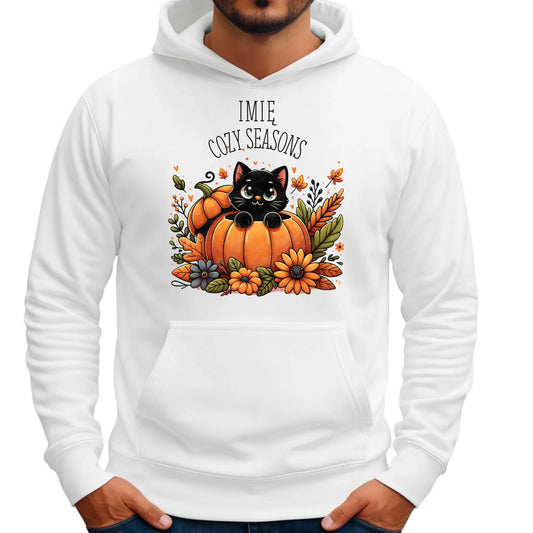 Bluza męska z kapturem jesienna - Cozy Seasons - personalizowana JS01