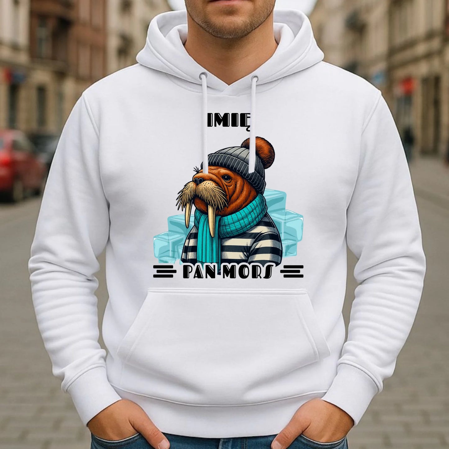 Bluza męska z kapturem - prezent dla morsa - Pan Mors - personalizowana HM15 - StoryCups.pl