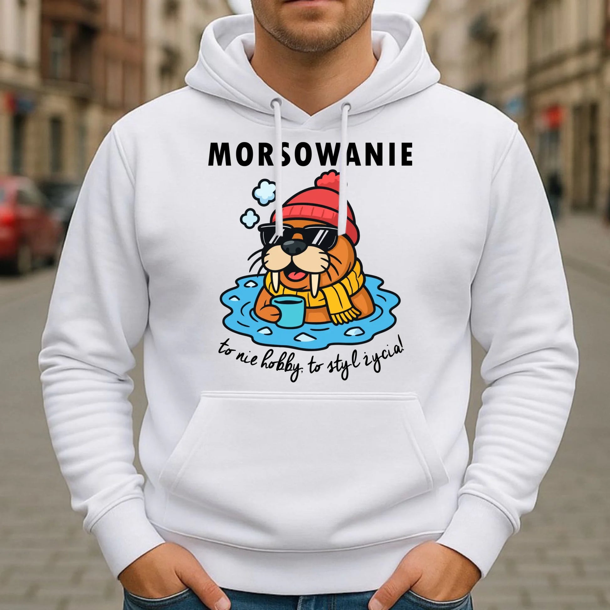 Bluza męska z kapturem - prezent dla morsa - Morsowanie to styl życia HM10 - StoryCups.pl