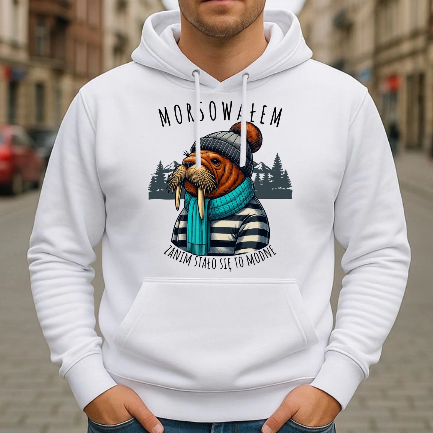 Bluza męska z kapturem - prezent dla morsa - Morsowałem zanim stało się to modne - Mors HM08 - StoryCups.pl