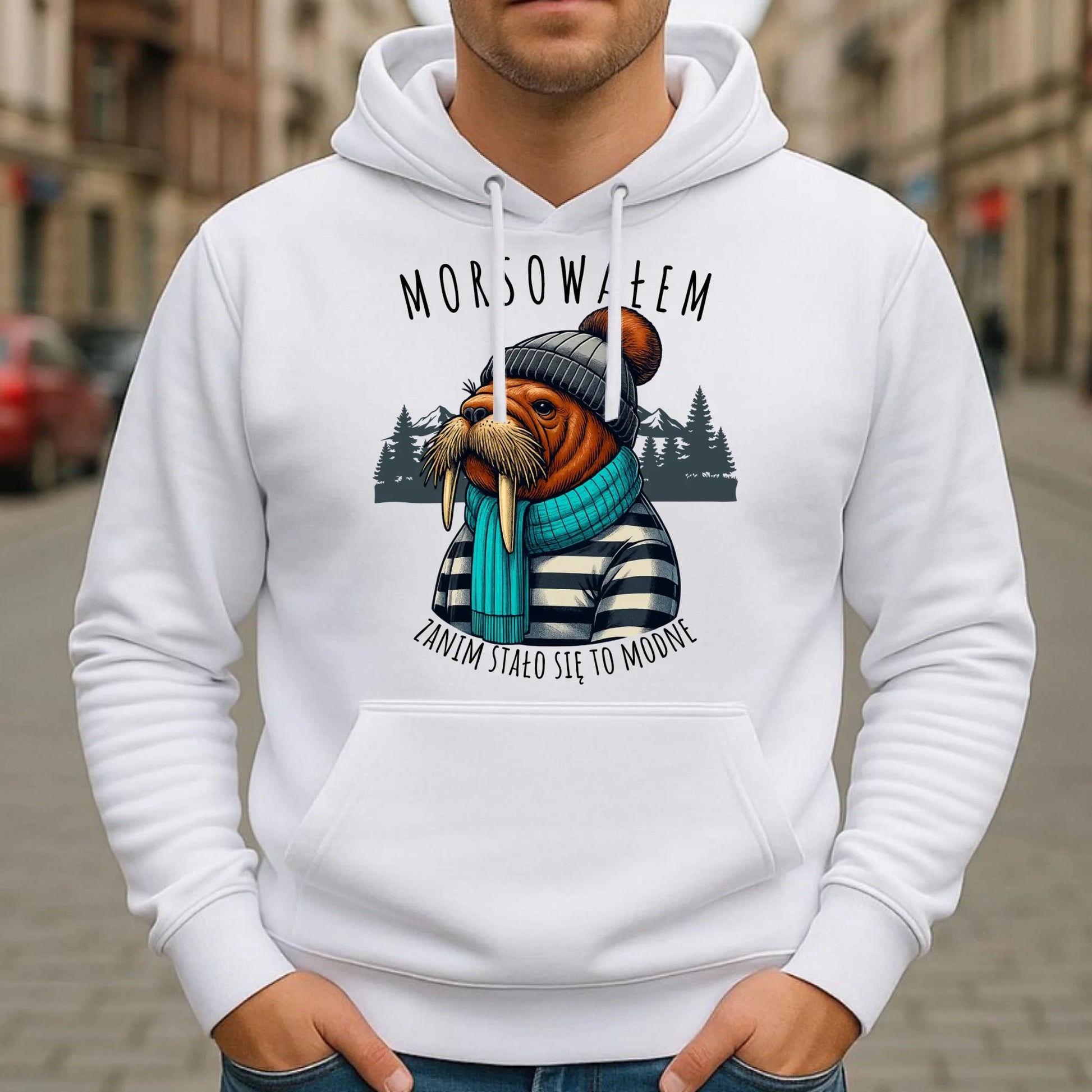 Bluza męska z kapturem - prezent dla morsa - Morsowałem zanim stało się to modne - Mors HM08 - StoryCups.pl