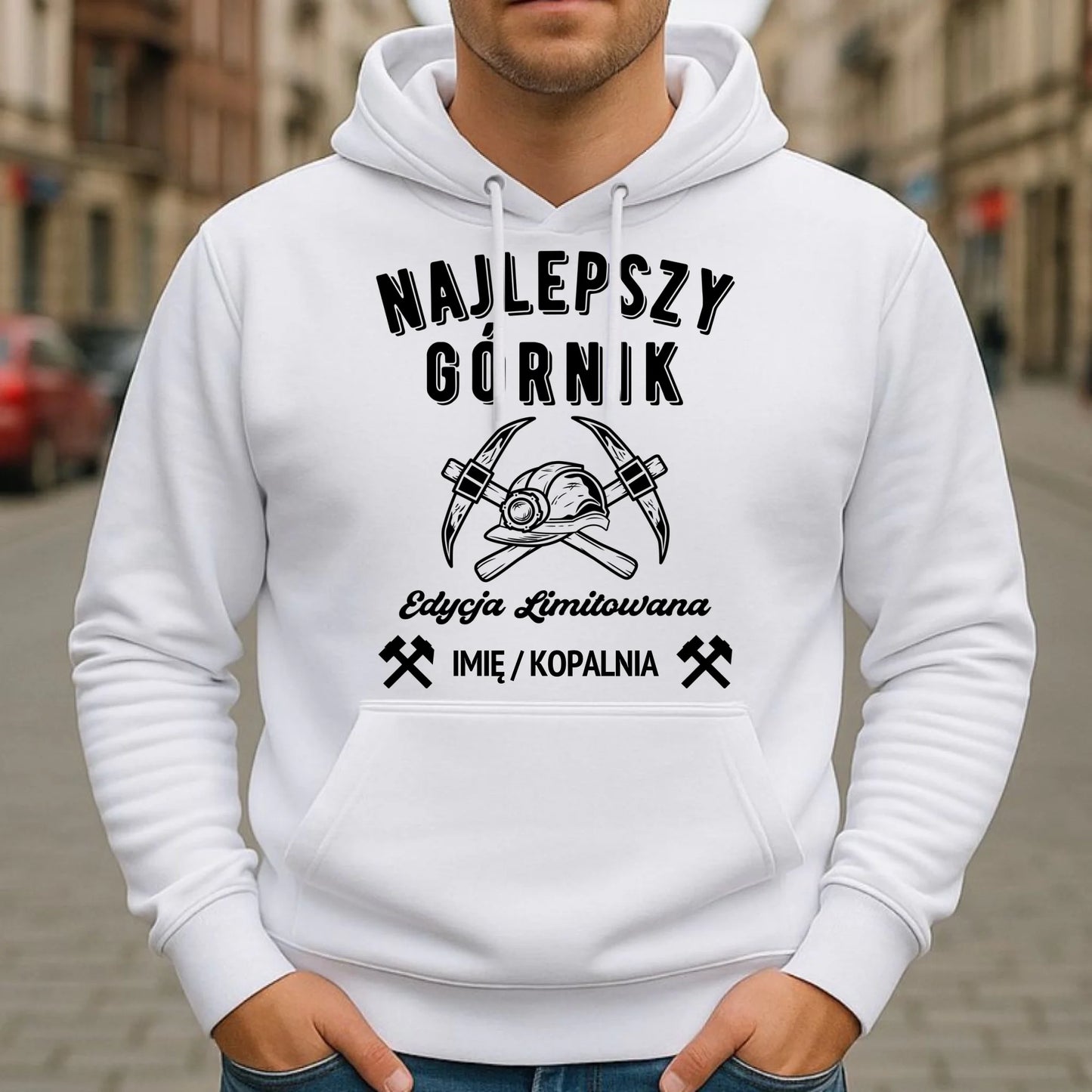 Bluza męska z kapturem - prezent dla górnika - Najlepszy górnik - personalizowana G27 - StoryCups.pl