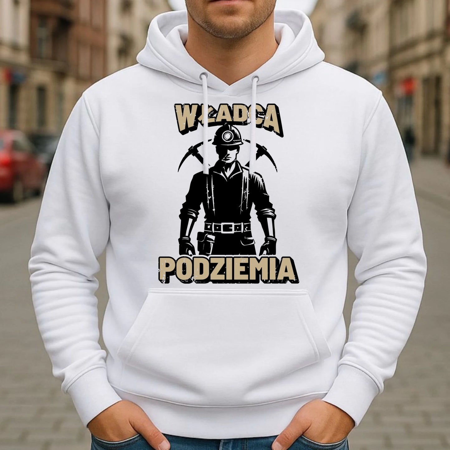 Bluza męska z kapturem - prezent dla górnika - Władca podziemia G25 - StoryCups.pl