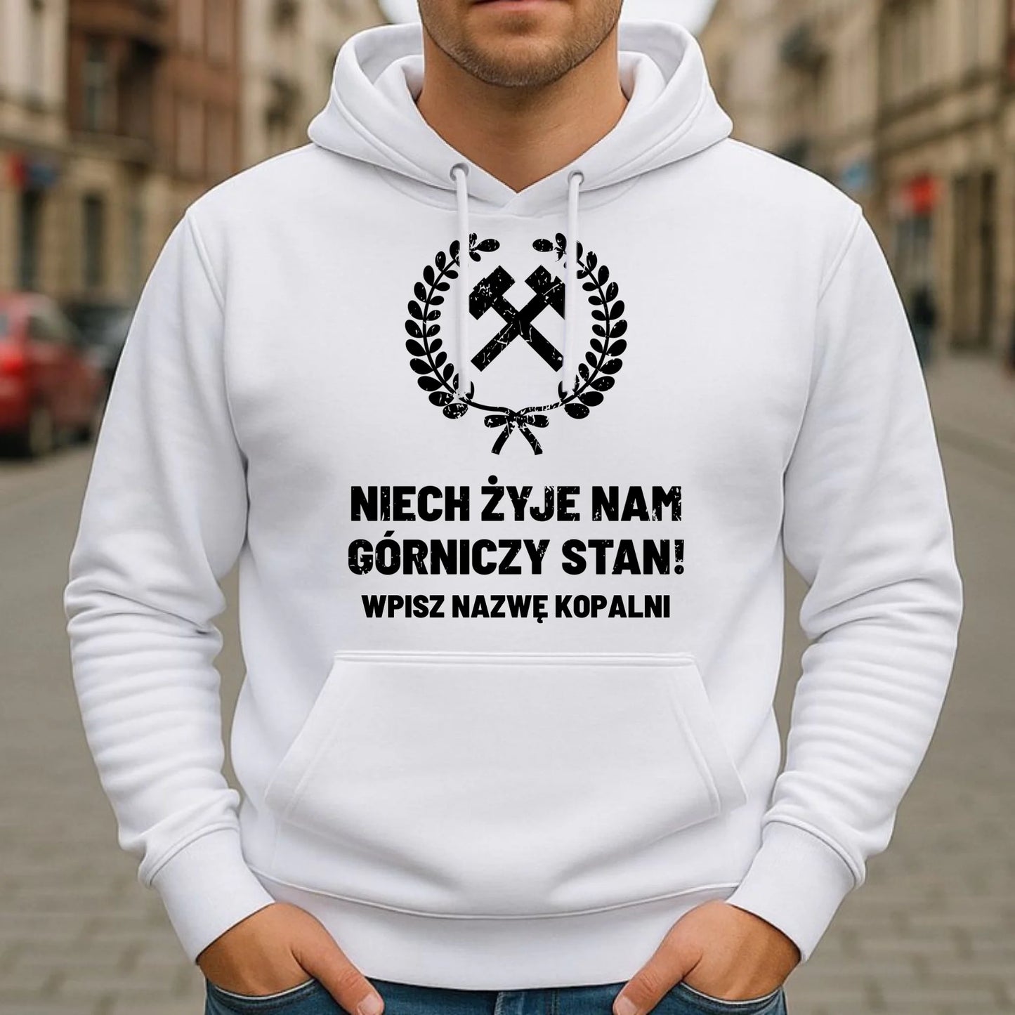 Bluza męska z kapturem - prezent dla górnika - Niech żyje nam górniczy stan - personalizowana G24 - StoryCups.pl