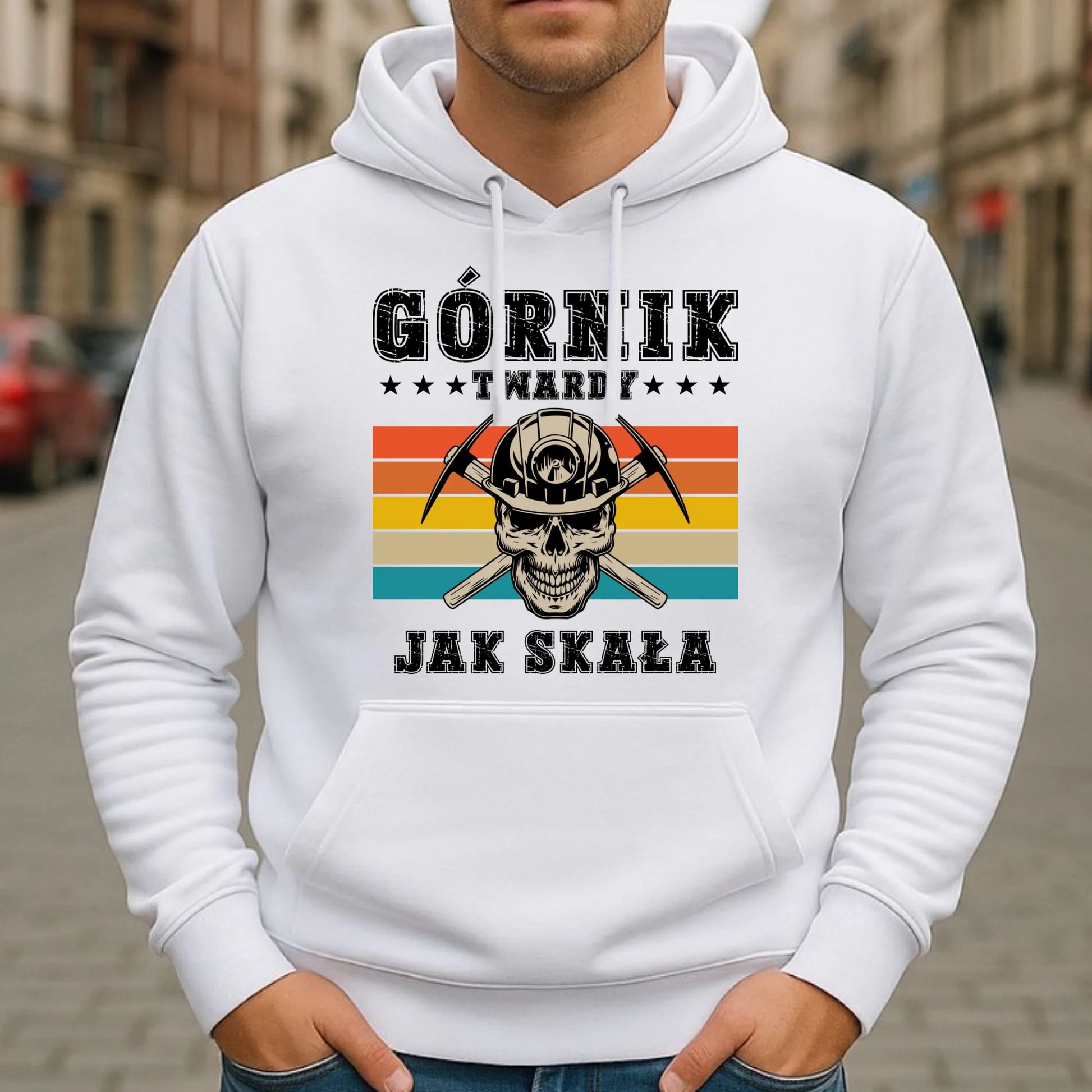 Bluza męska z kapturem - prezent dla górnika - Górnik twardy jak skała G21 - StoryCups.pl