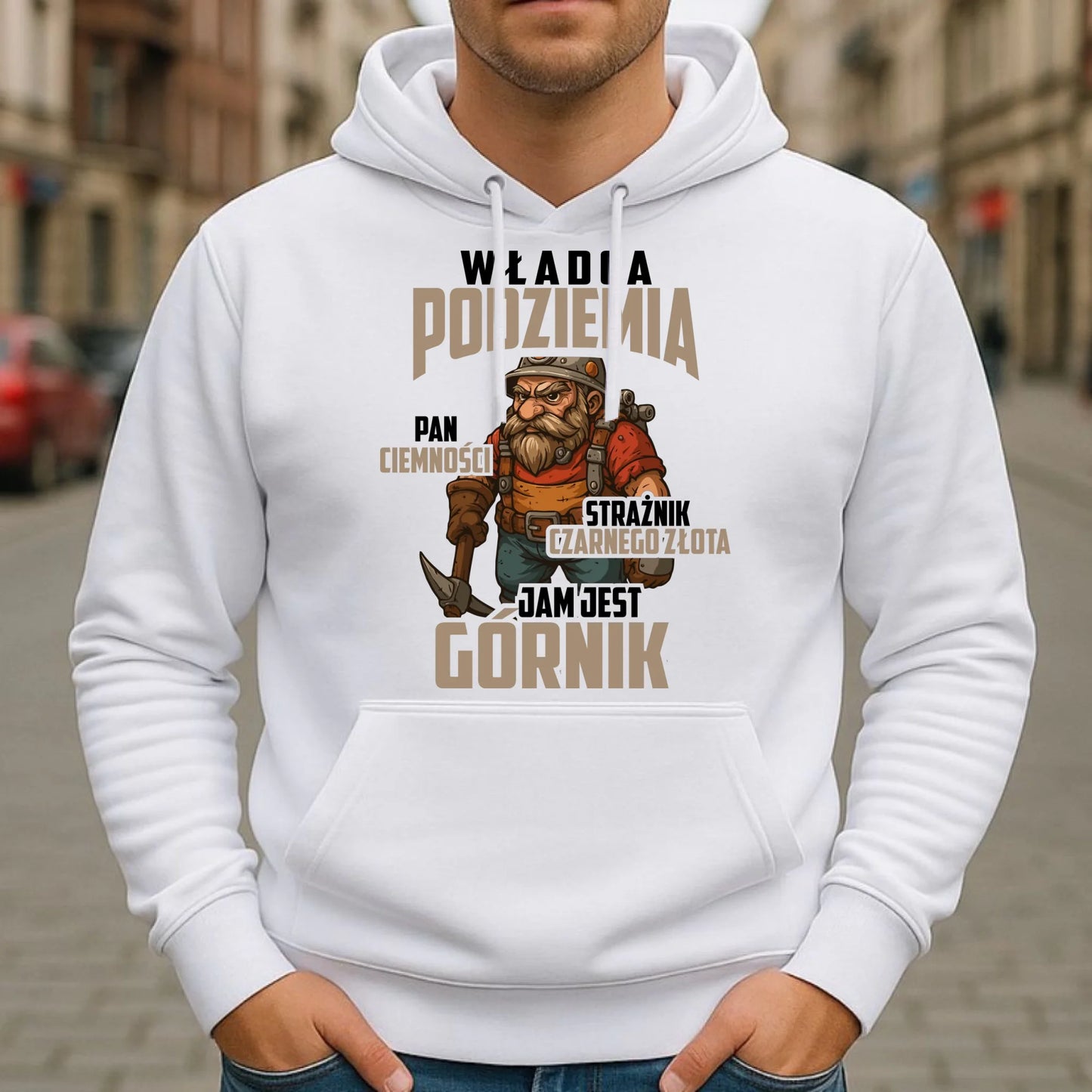 Bluza męska z kapturem - prezent dla górnika - Władca podziemia Górnik G20 - StoryCups.pl