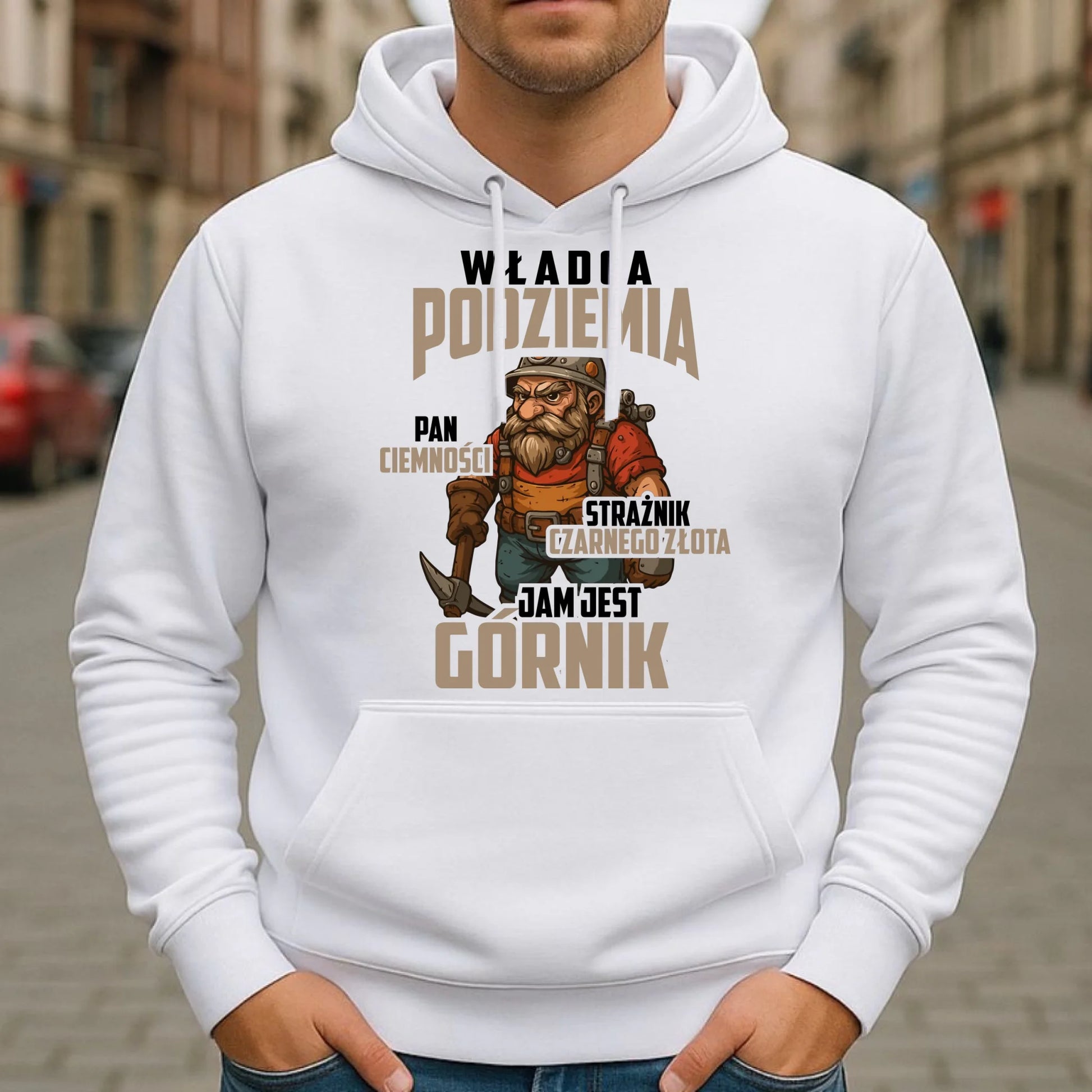 Bluza męska z kapturem - prezent dla górnika - Władca podziemia Górnik G20 - StoryCups.pl