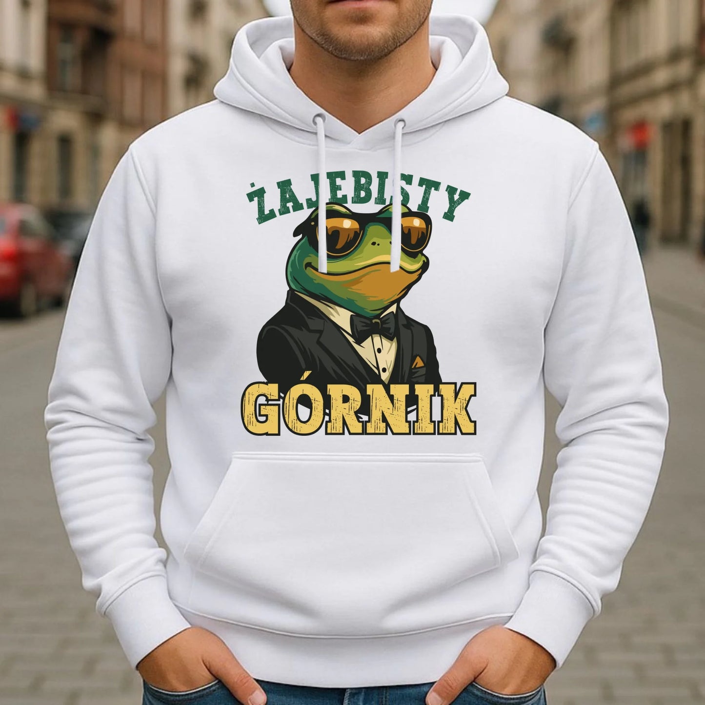 Bluza męska z kapturem - prezent dla górnika - Żajebisty górnik G18 - StoryCups.pl