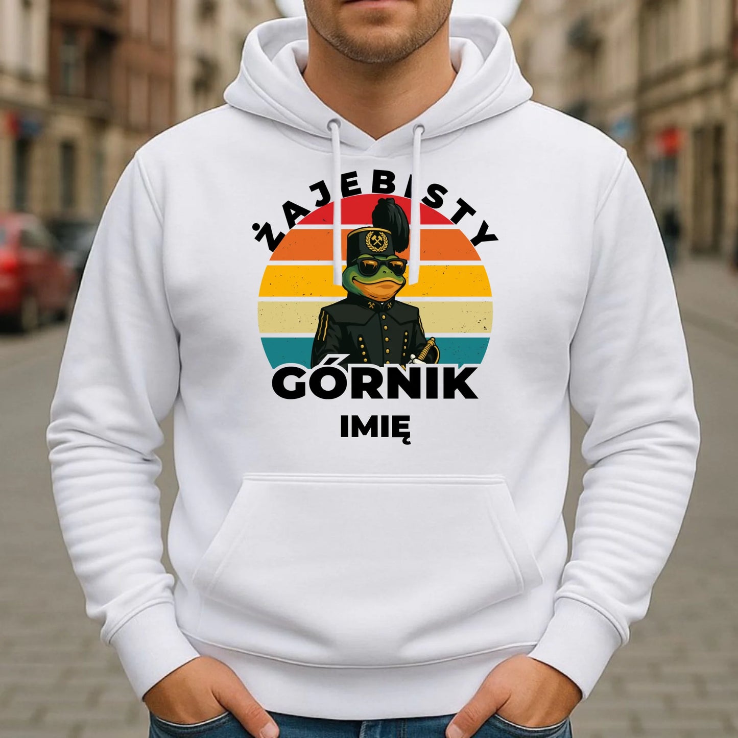 Bluza męska z kapturem - prezent dla górnika - Żajebisty górnik - personalizowana G19 - StoryCups.pl