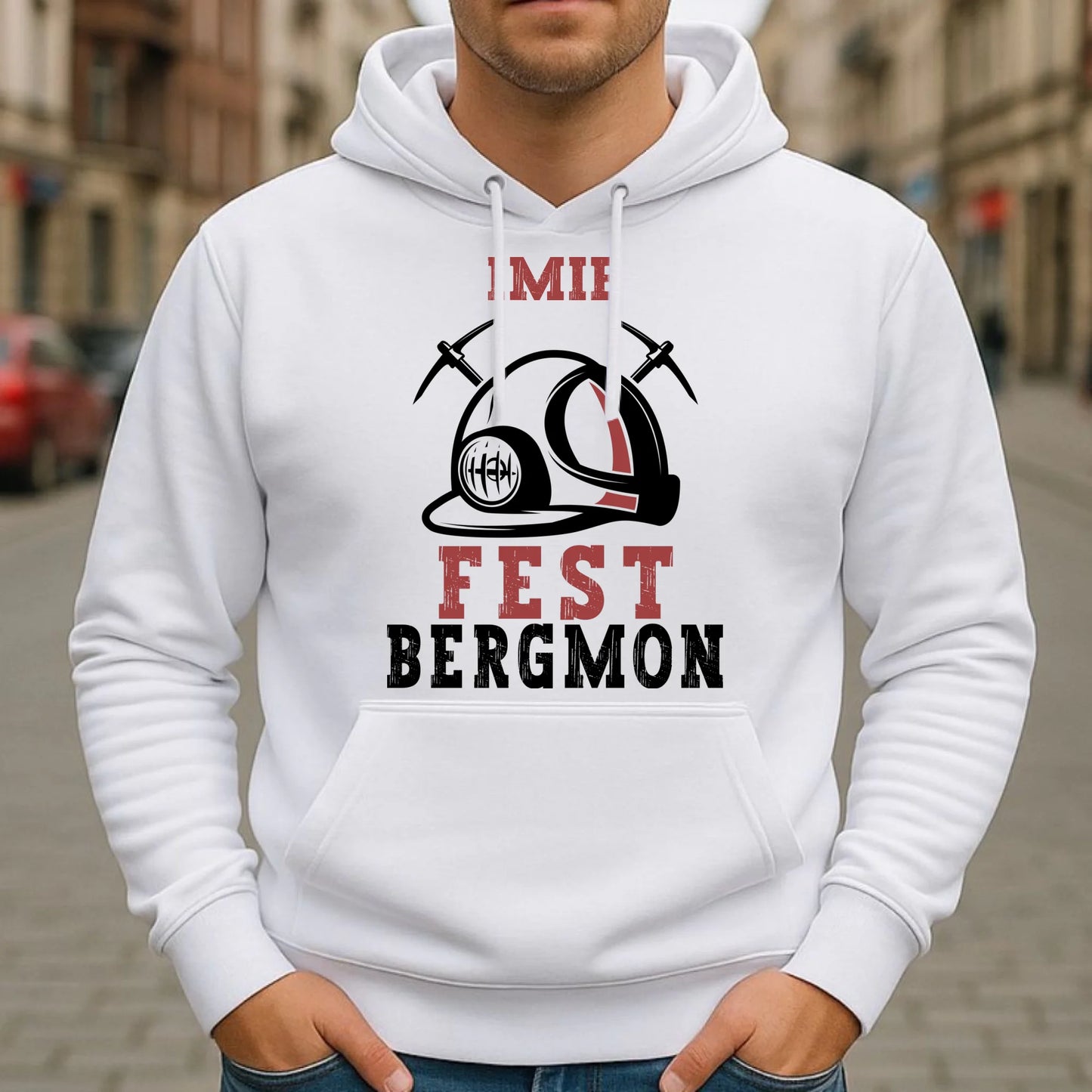 Bluza męska z kapturem - prezent dla górnika - Fest bergmon - personalizowana G07 - StoryCups.pl