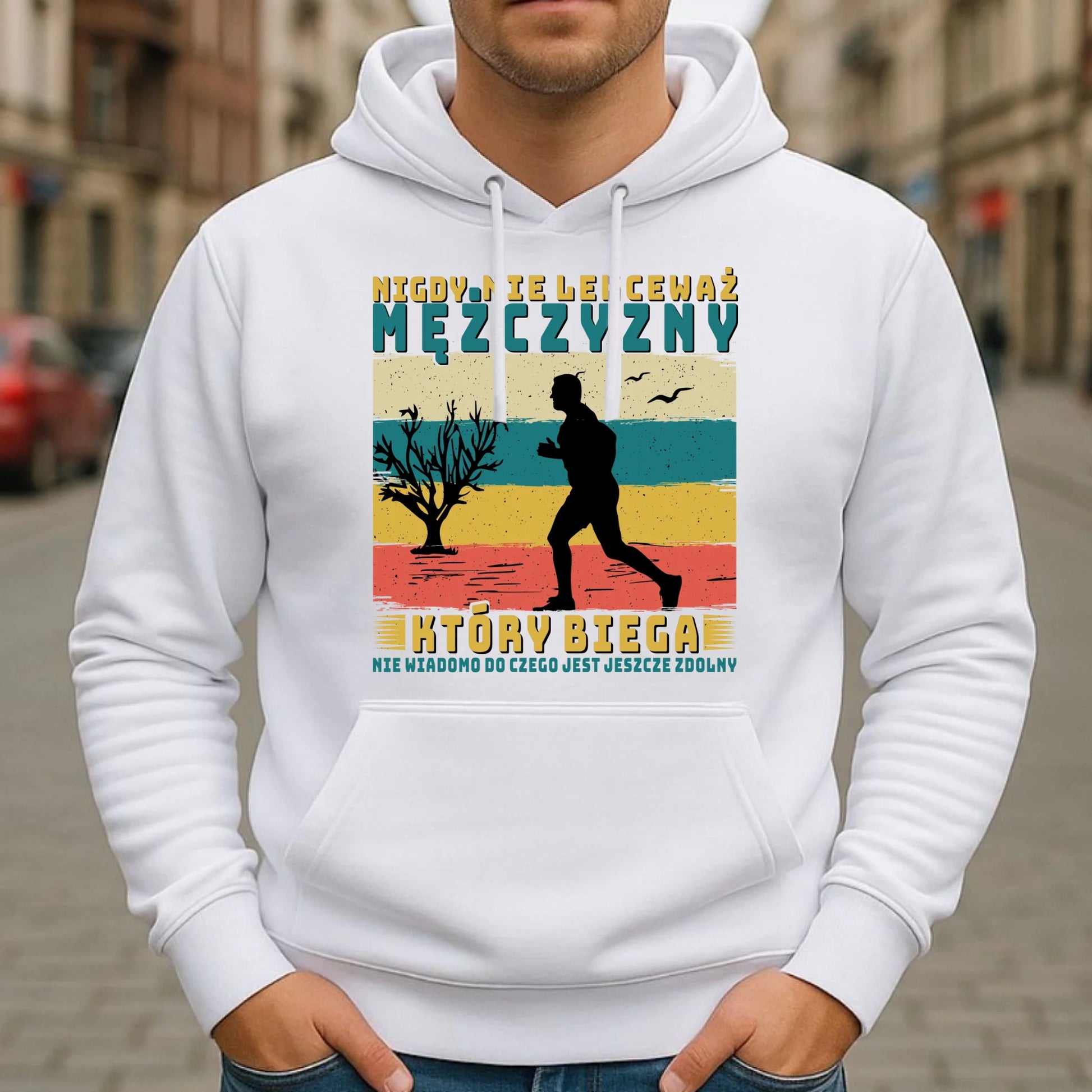 Bluza męska z kapturem dla biegacza - Nigdy nie lekceważ HB03 - StoryCups.pl