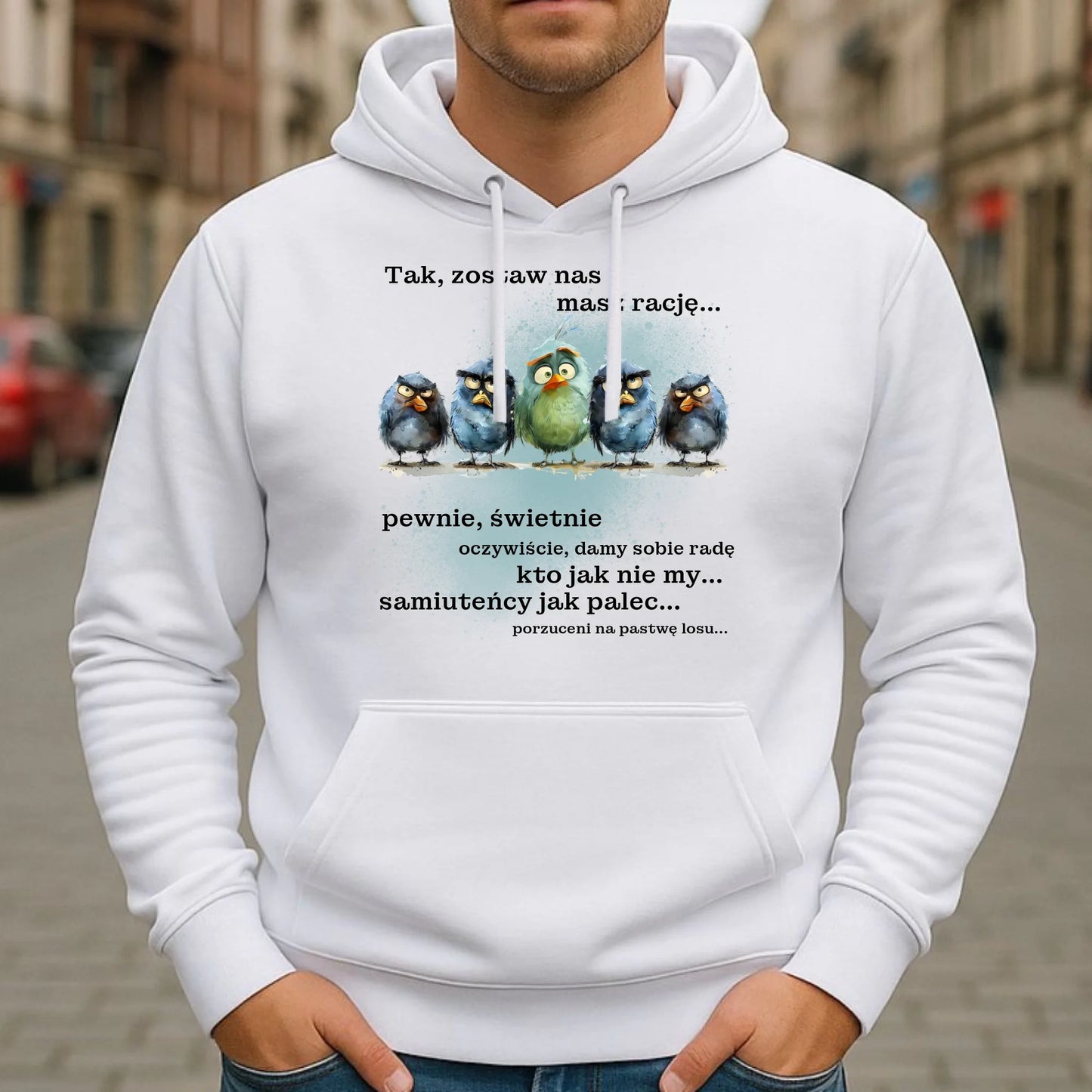 Bluza męska z kapturem na odejście z pracy - Tak, zostaw nas OP06 - StoryCups.pl