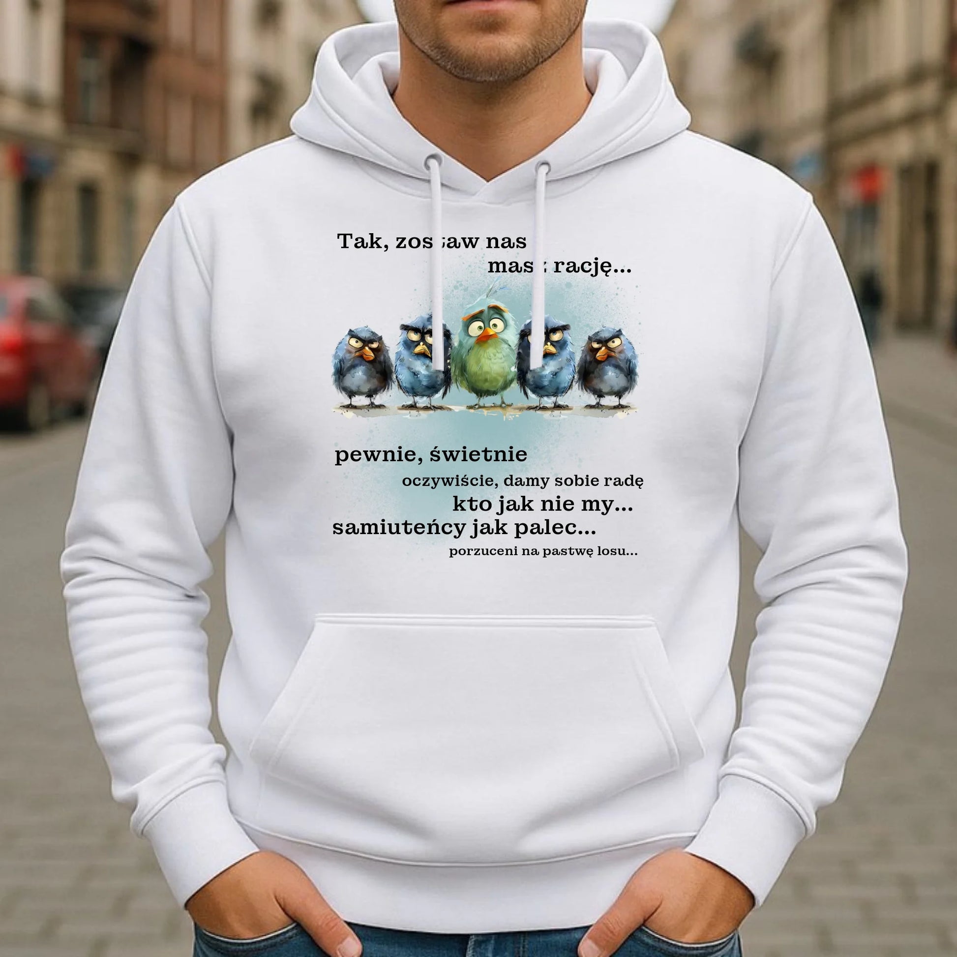 Bluza męska z kapturem na odejście z pracy - Tak, zostaw nas OP06 - StoryCups.pl