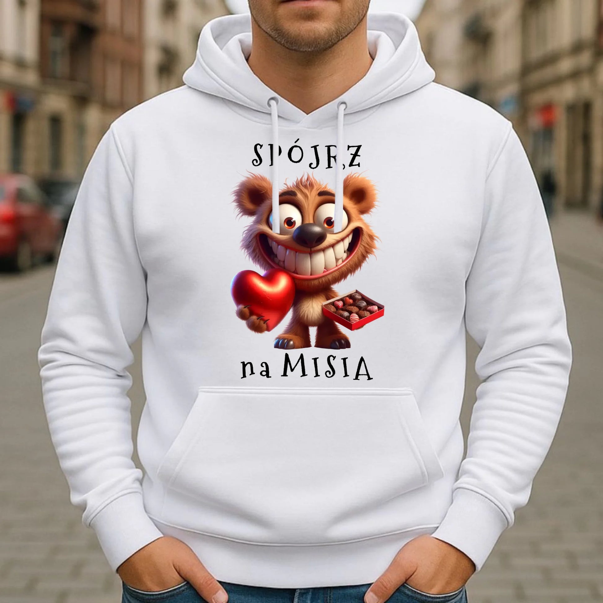Bluza męska z kapturem - Spójrz na Misia W31 - StoryCups.pl