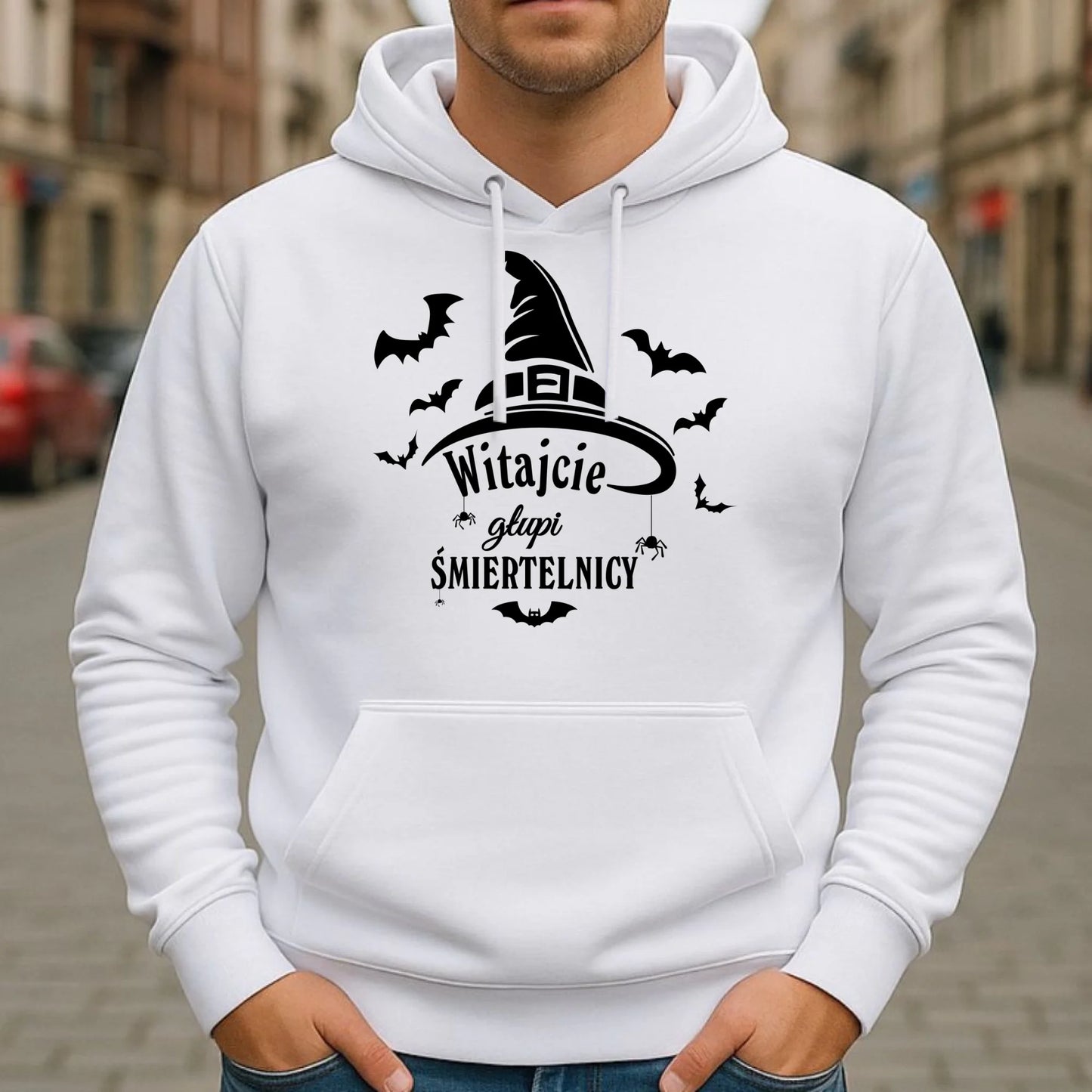 Bluza męska z kapturem na Halloween - Witajcie głupi śmiertelnicy HL23 - StoryCups.pl