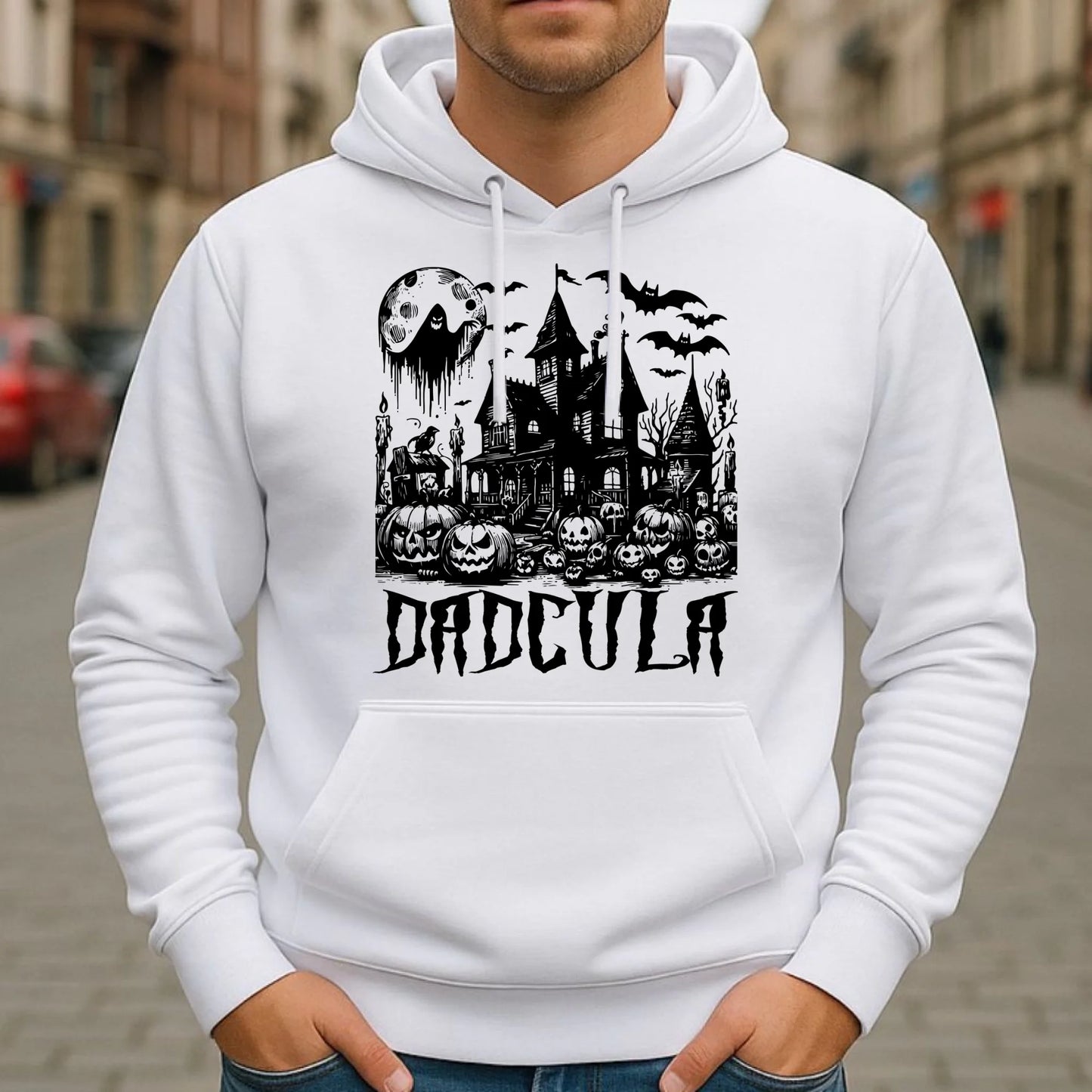 Bluza męska z kapturem na Halloween dla taty - Upiorny dom - Dadcula HL19 - StoryCups.pl