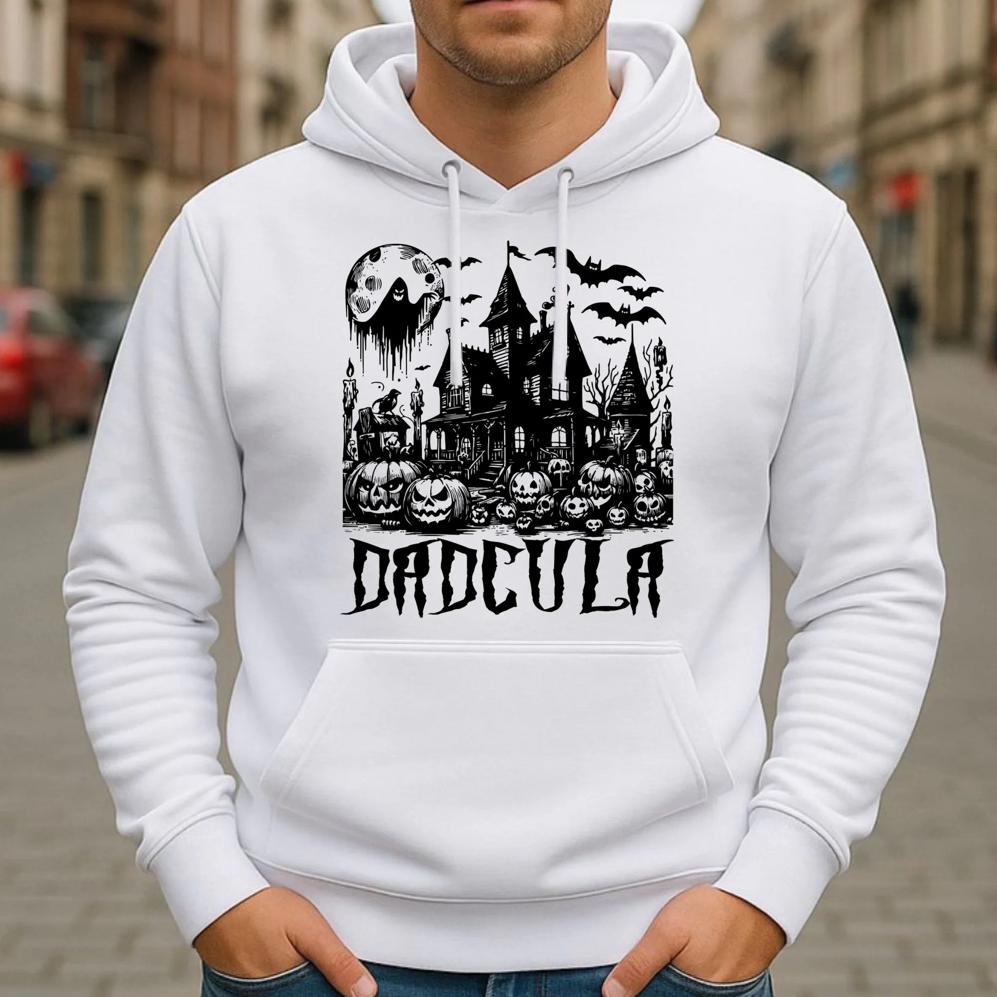 Bluza męska z kapturem na Halloween dla taty - Upiorny dom - Dadcula HL19 - StoryCups.pl