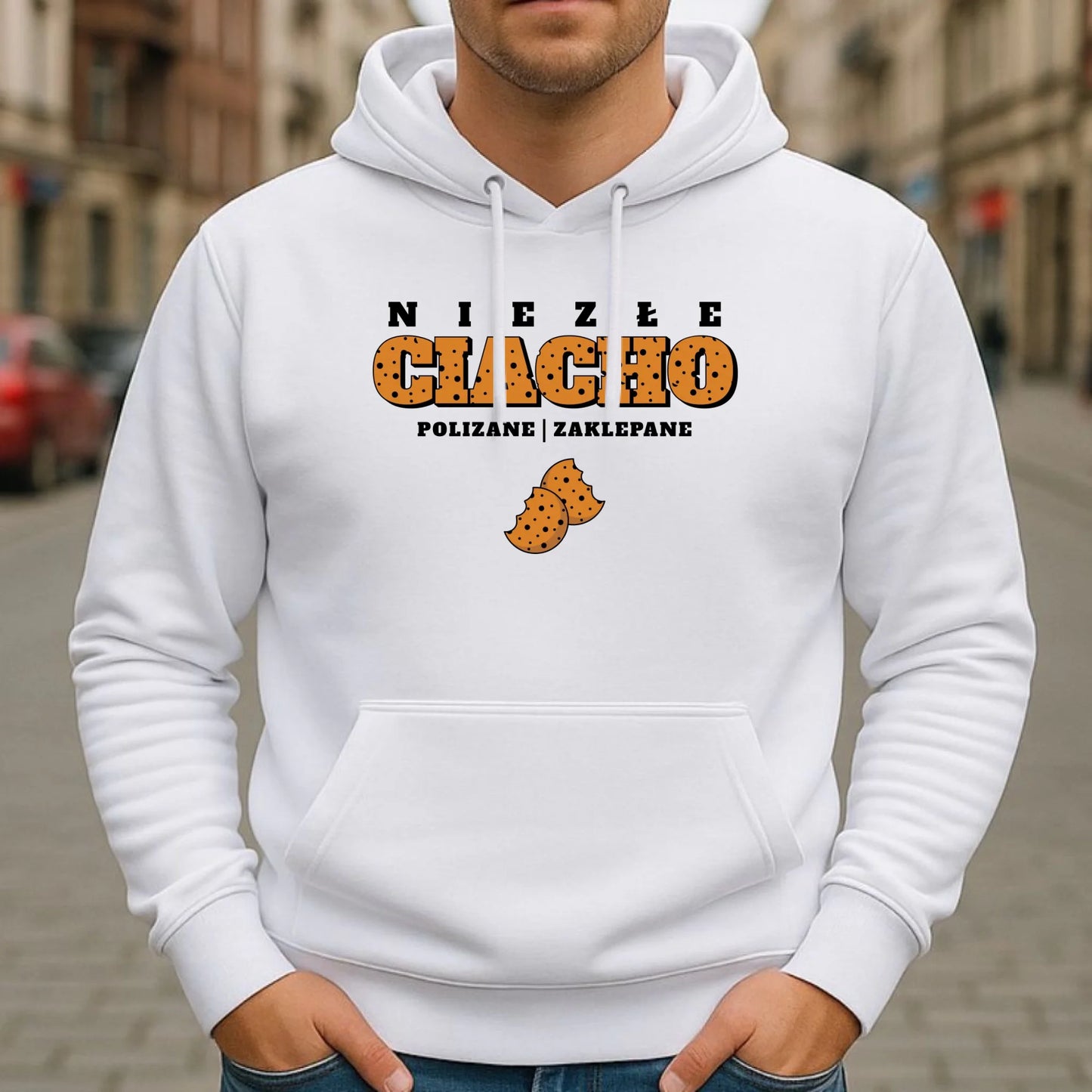 Bluza męska z kapturem - prezent dla chłopaka męża - Niezłe ciacho polizane zaklepane DCH30 - StoryCups.pl