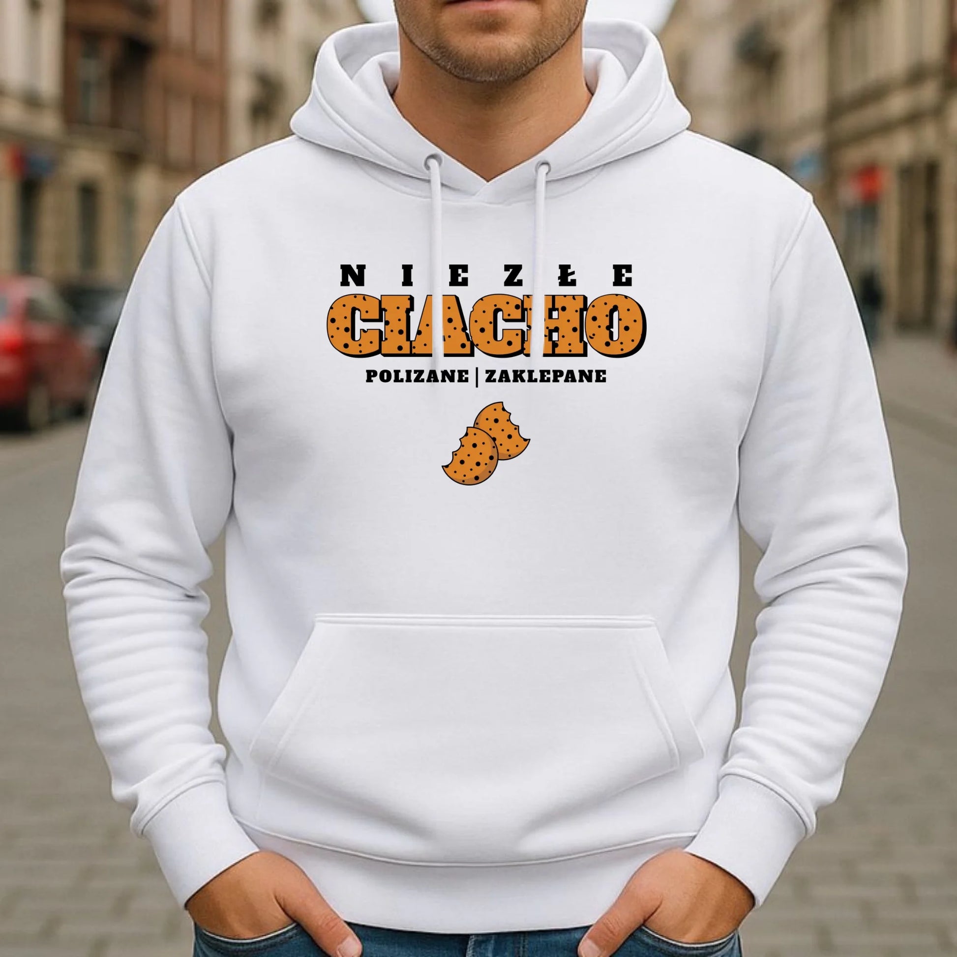 Bluza męska z kapturem - prezent dla chłopaka męża - Niezłe ciacho polizane zaklepane DCH30 - StoryCups.pl