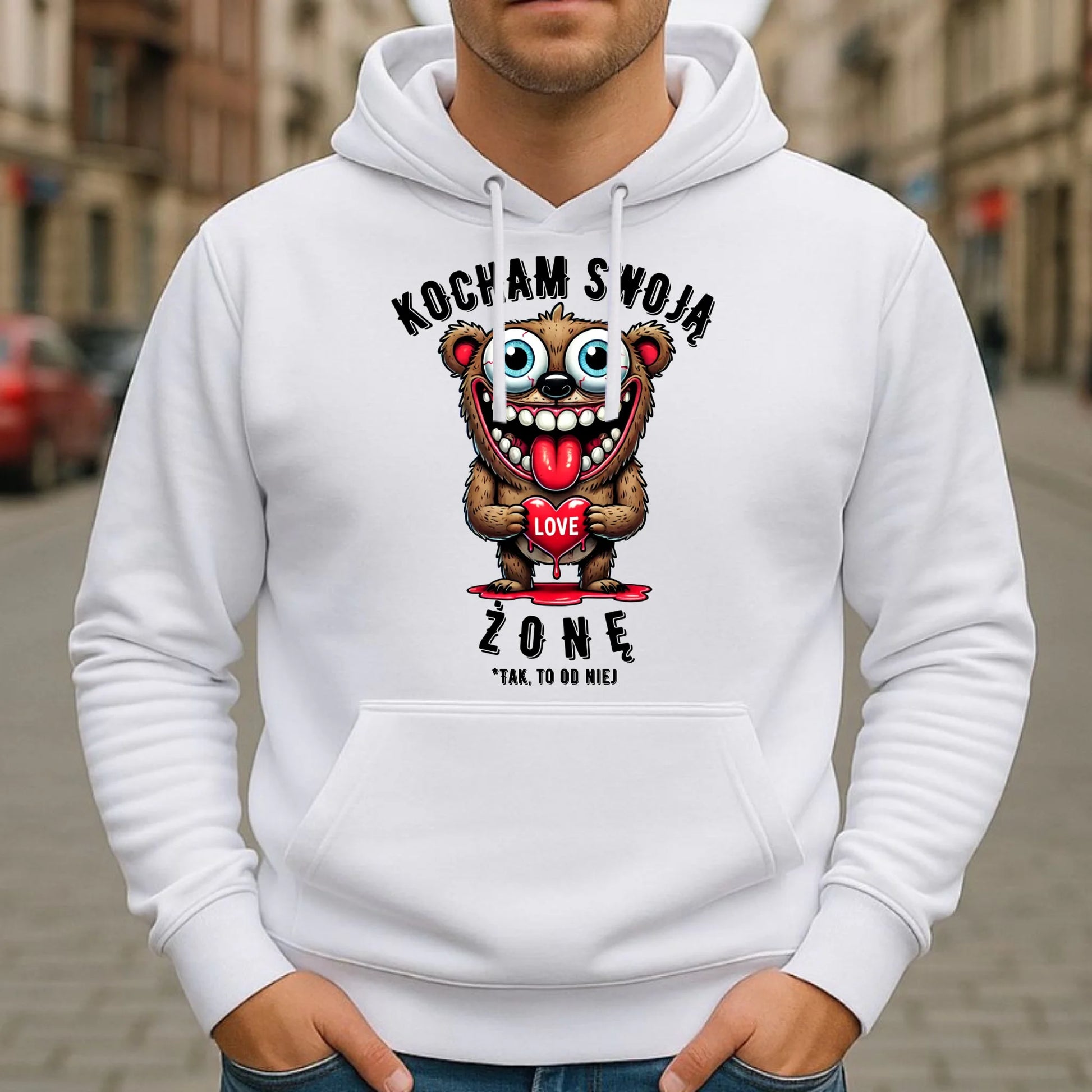 Bluza męska z kapturem - prezent dla męża - Kocham swoją żonę W23 - StoryCups.pl