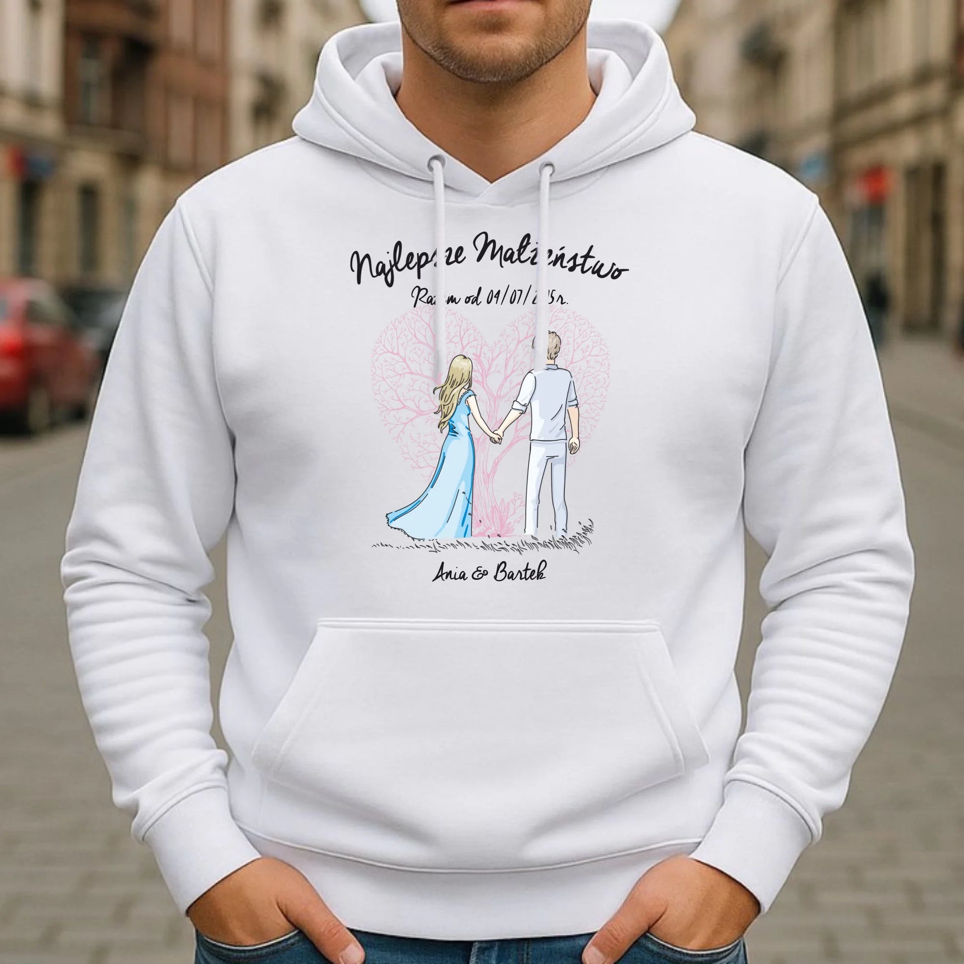 Bluza męska z kapturem - prezent dla męża Rocznica Ślubu - Najlepsze małżeństwo - personalizowana W03 - StoryCups.pl