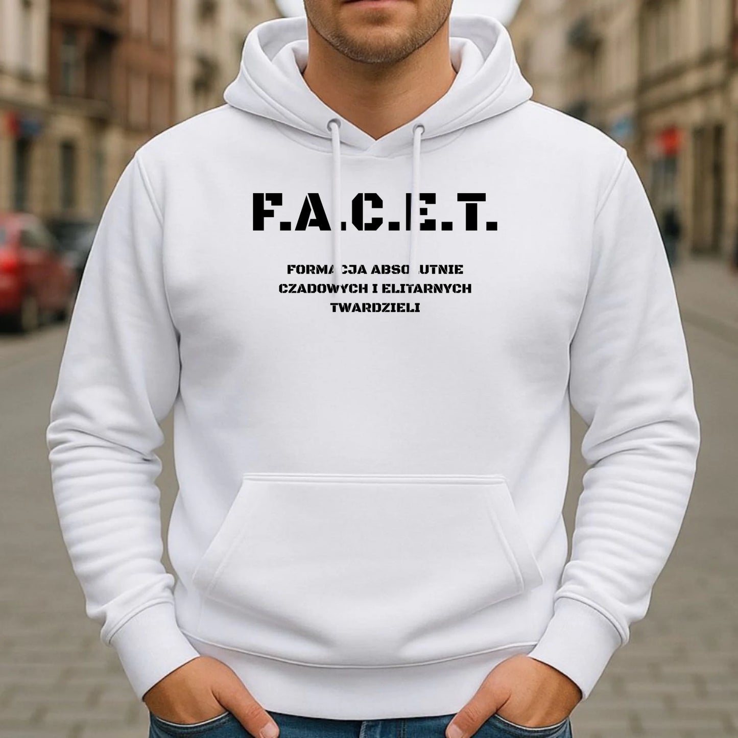 Bluza męska z kapturem - Prezent dla chłopaka kolegi - F.A.C.E.T. Formacja Absolutnie Czadowych i Elitarnych Twardzieli DCH23 - StoryCups.pl