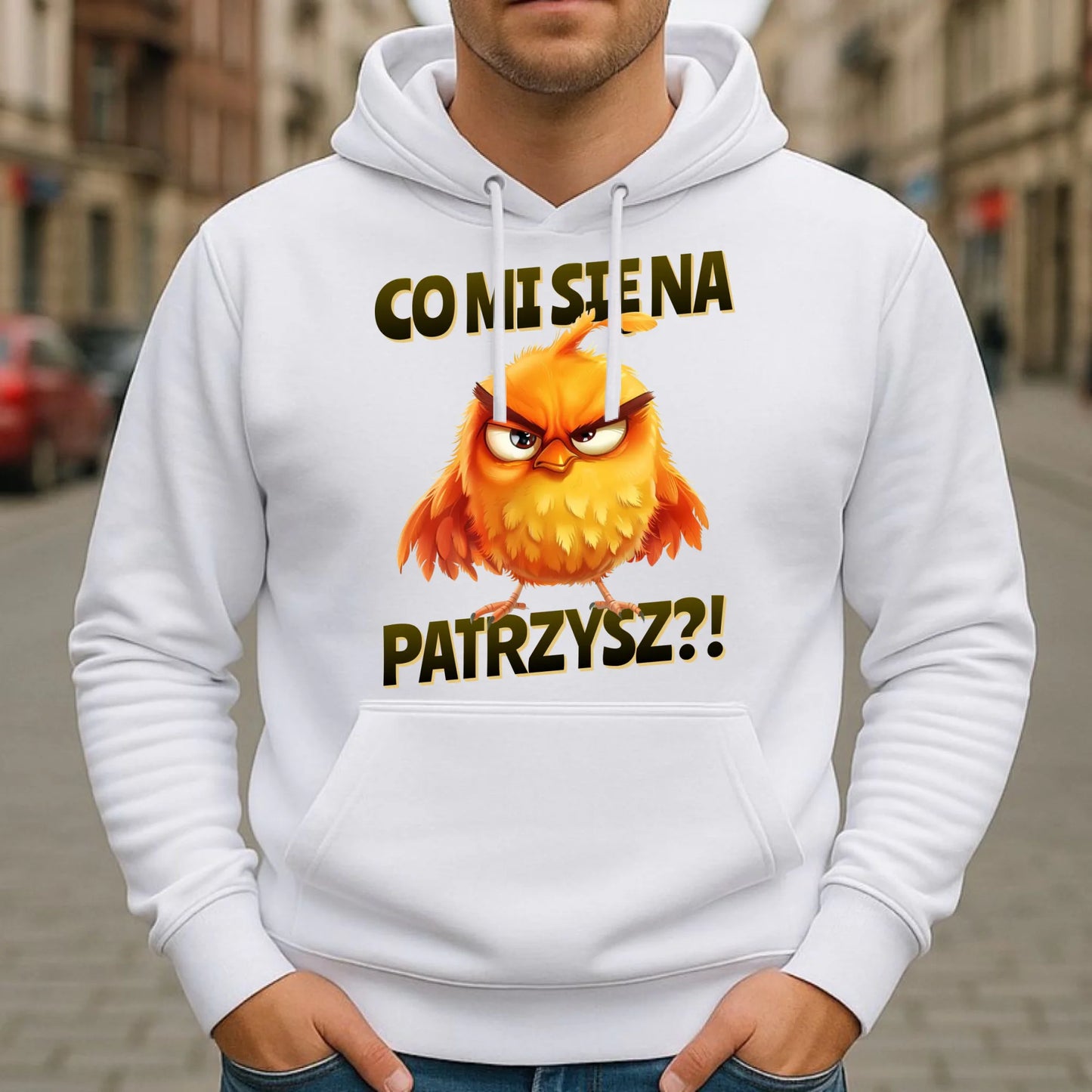 Bluza męska z kapturem - Prezent dla chłopaka kolegi - Co mi się na ptaka patrzysz DCH24 - StoryCups.pl