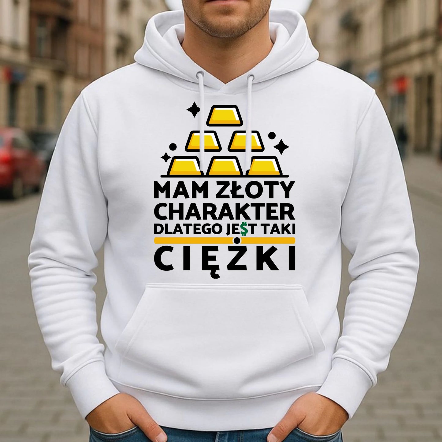 Bluza męska z kapturem - prezent dla chłopaka - Złoty charakter DCH16 - StoryCups.pl