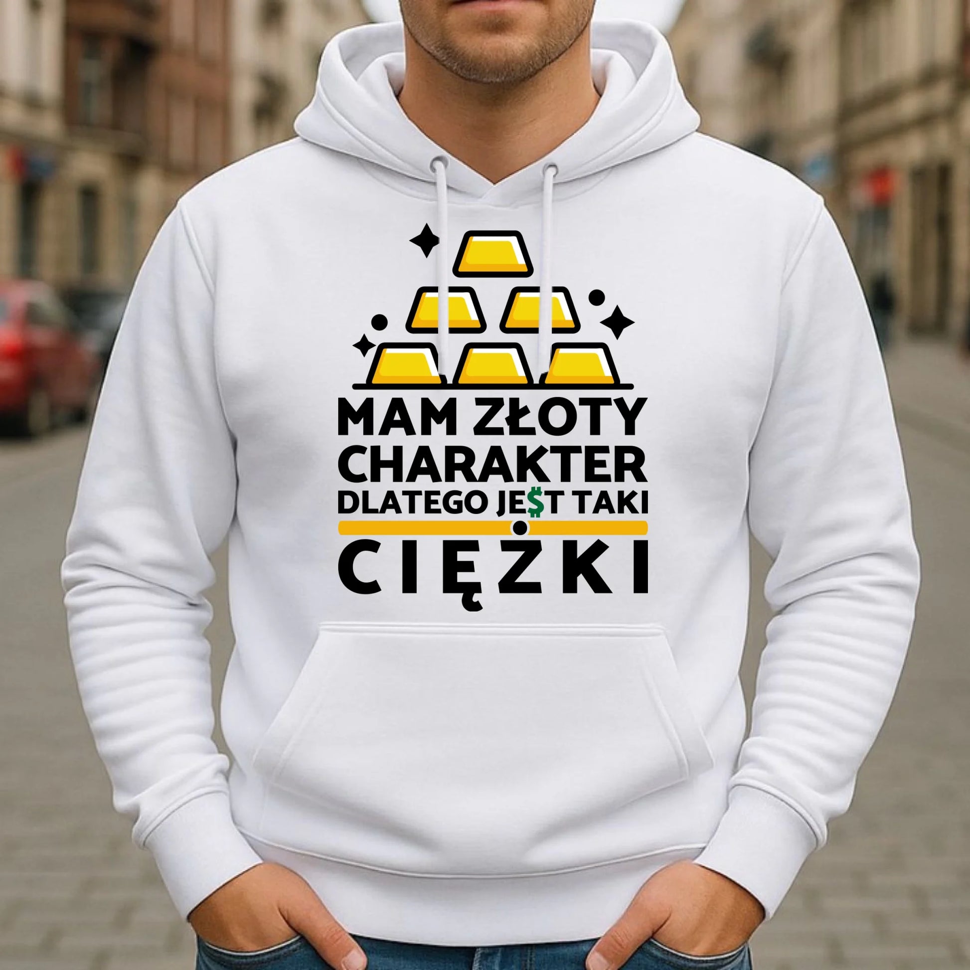 Bluza męska z kapturem - prezent dla chłopaka - Złoty charakter DCH16 - StoryCups.pl