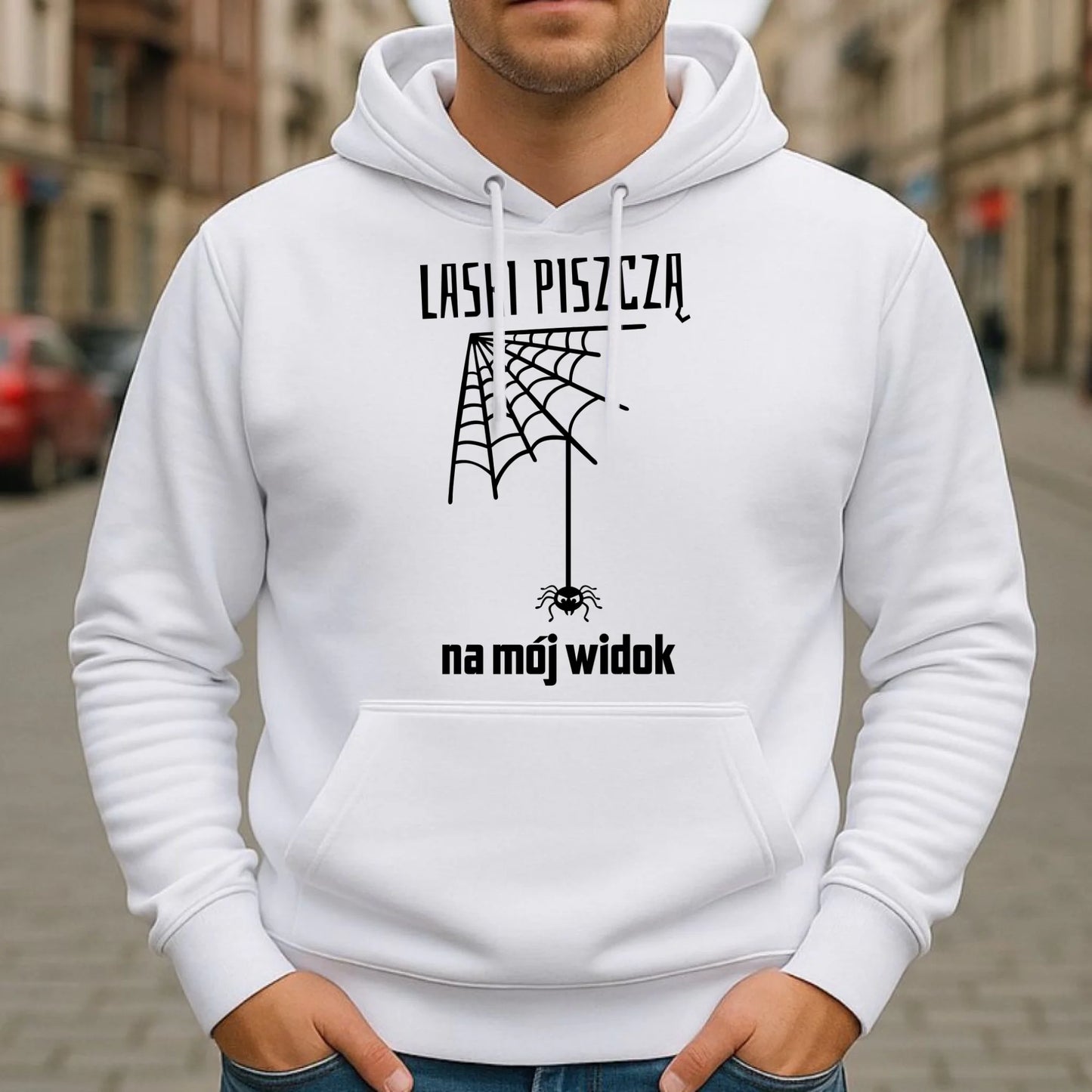 Bluza męska z kapturem - prezent dla chłopaka - Laski piszczą na mój widok DCH13 - StoryCups.pl