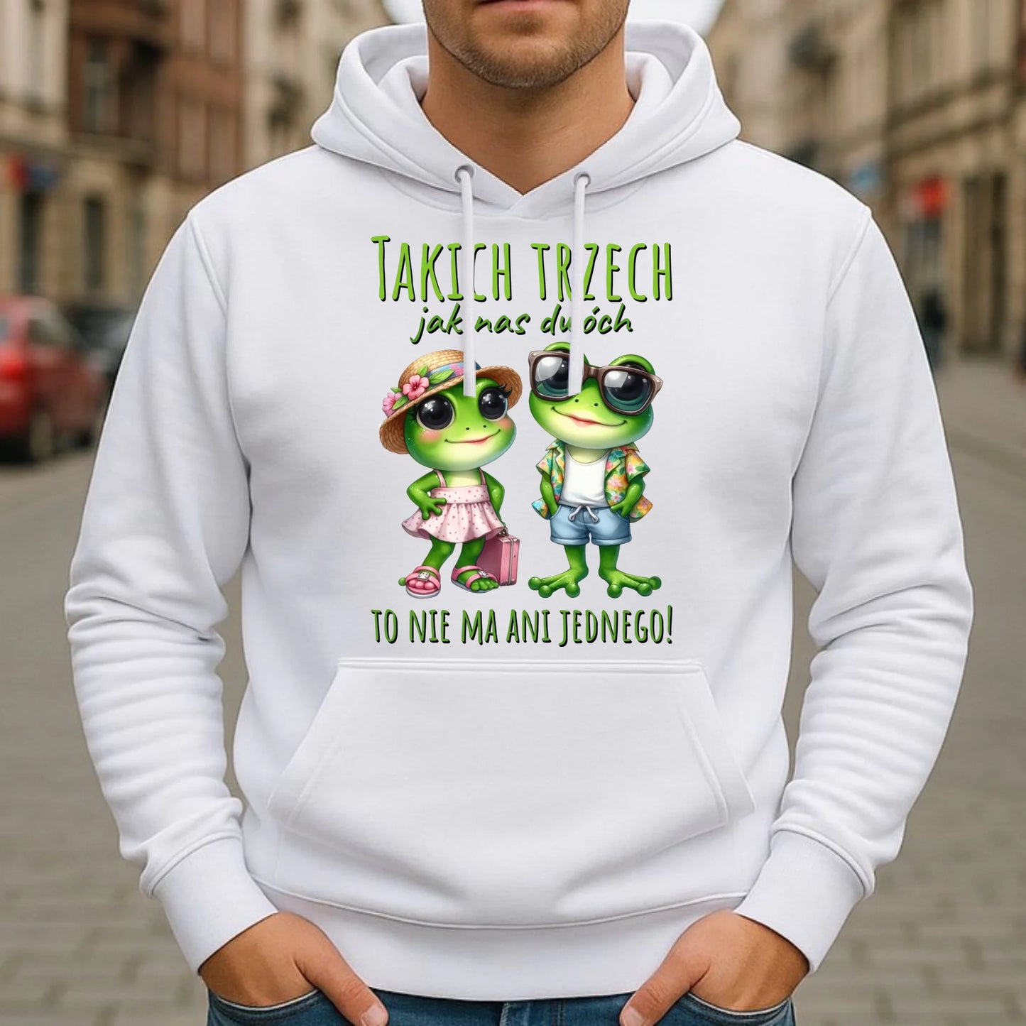 Bluza męska z kapturem dla par - Żabki - prezent dla chłopaka DCH11 - StoryCups.pl